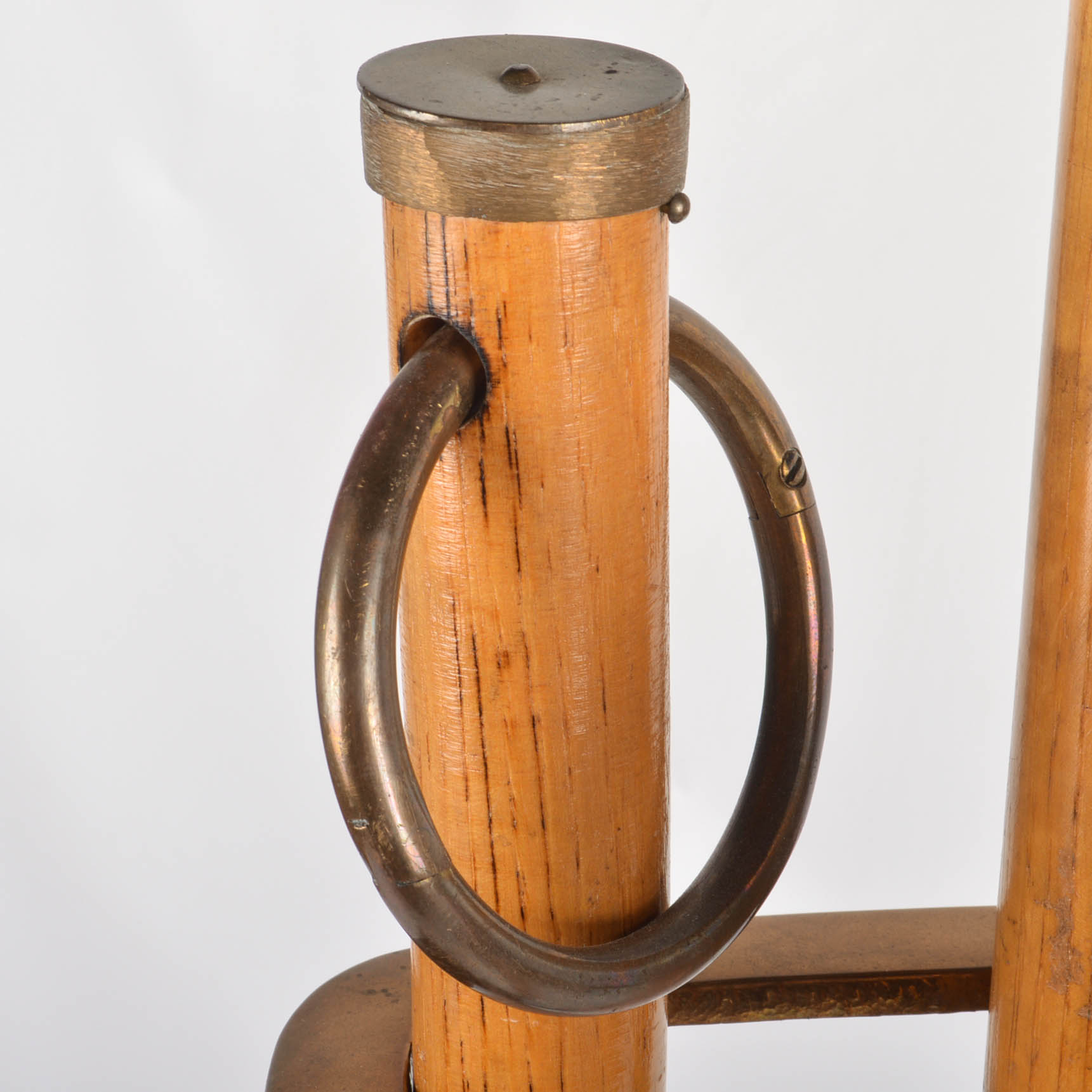 Vintage Figural Animal Head Brass and Wood Hearth Tools