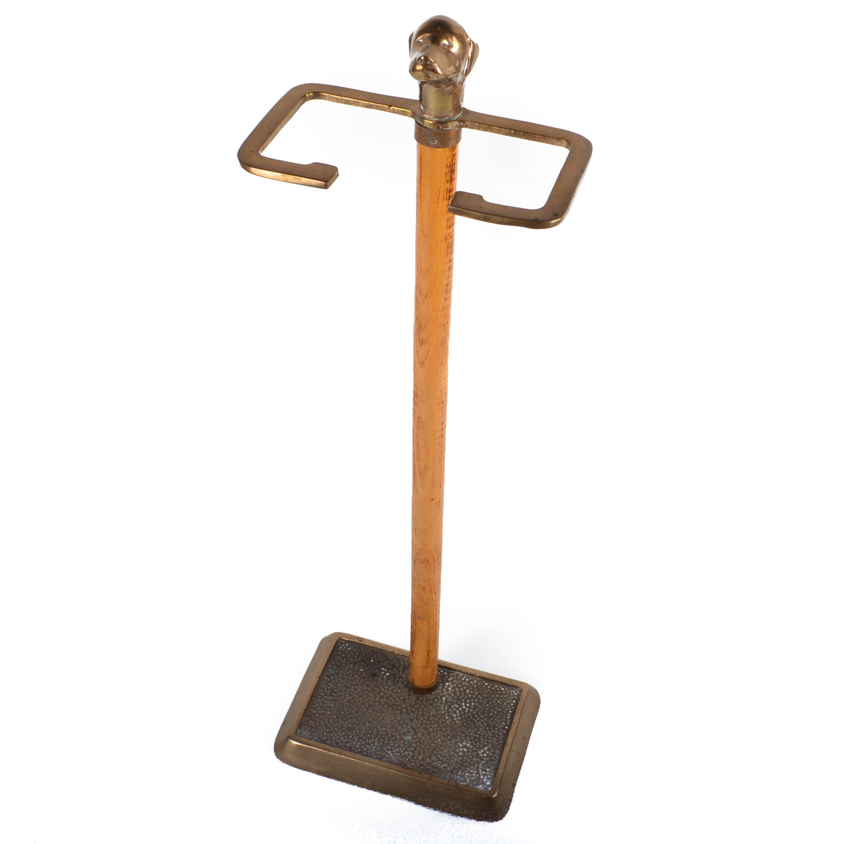 Vintage Figural Animal Head Brass and Wood Hearth Tools