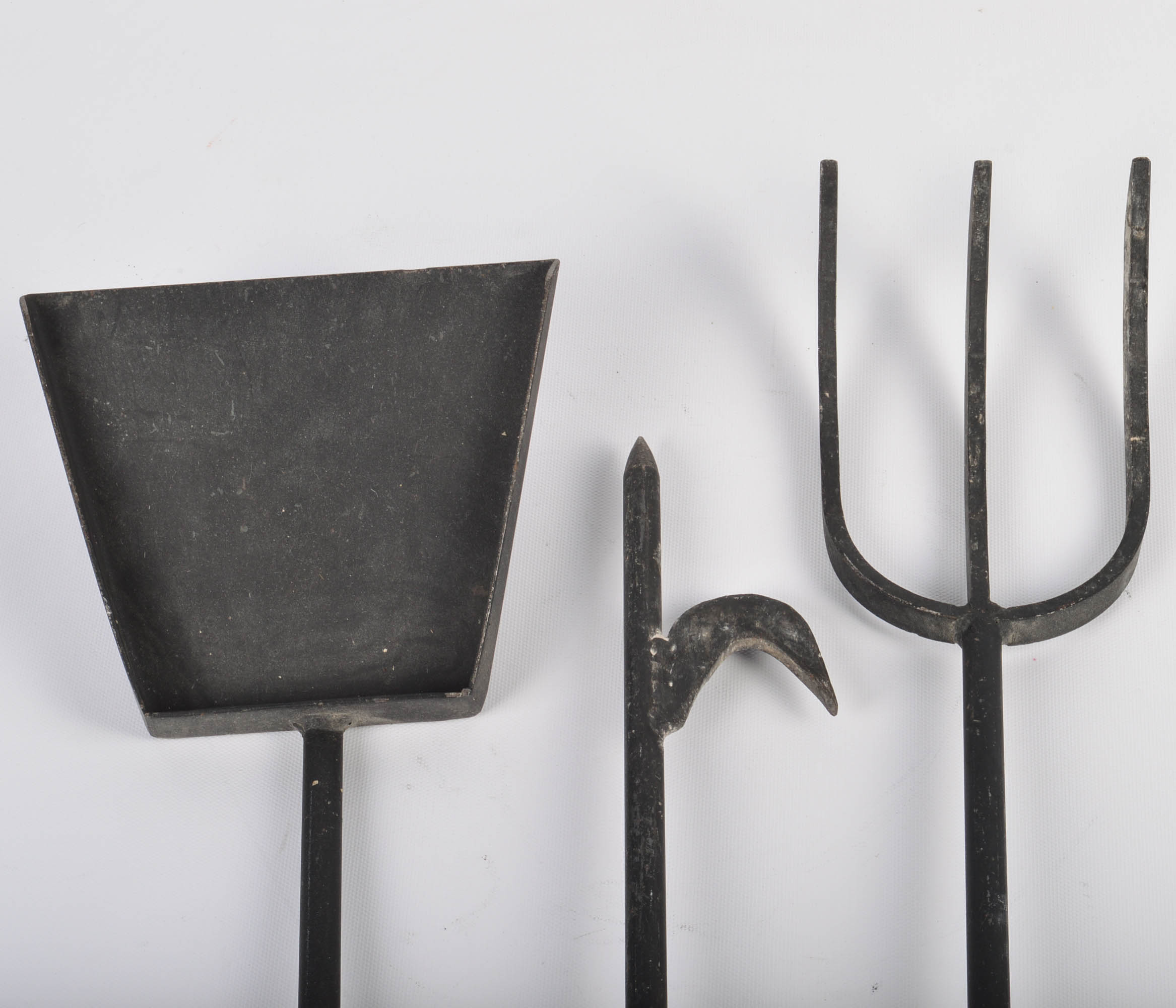 Vintage Figural Animal Head Brass and Wood Hearth Tools