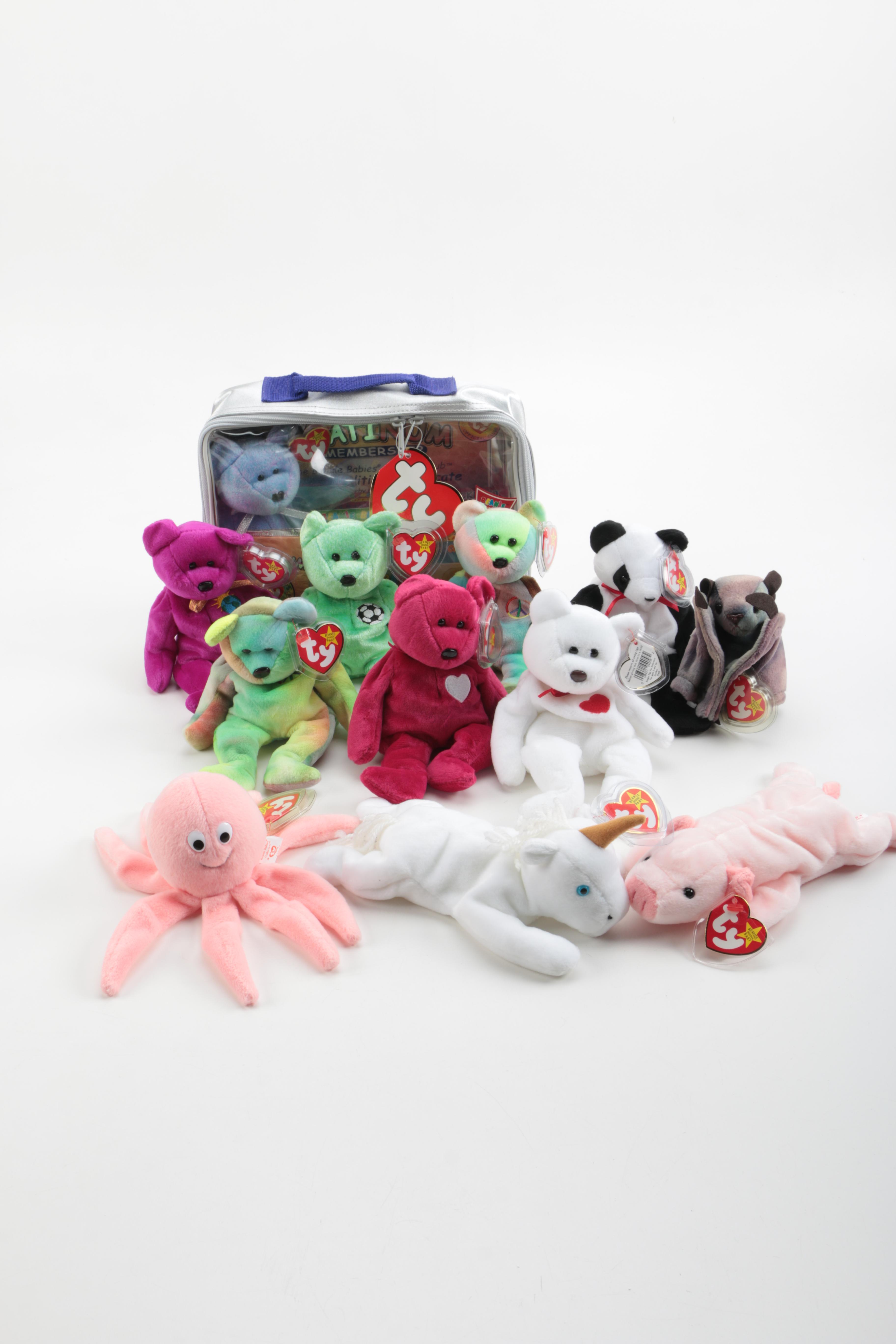 TY Beanie Babies Including Official Club Platinum Edition