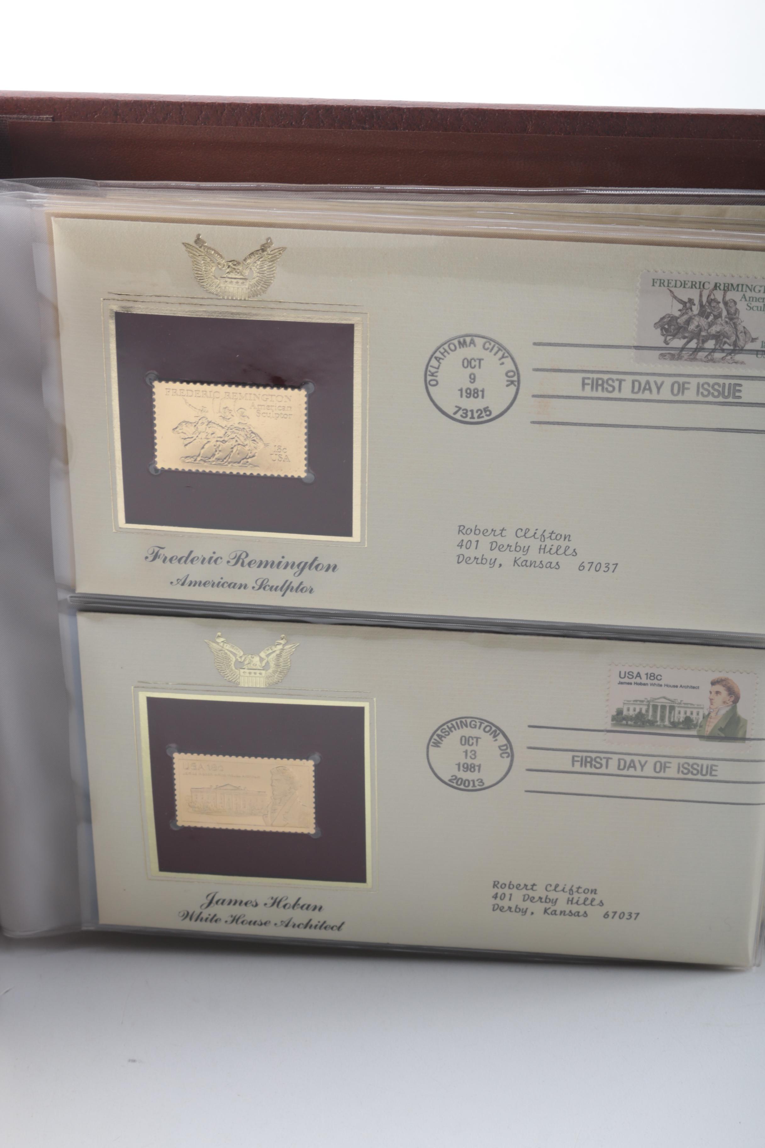 22K Gold Replicas of United States Postage Stamps