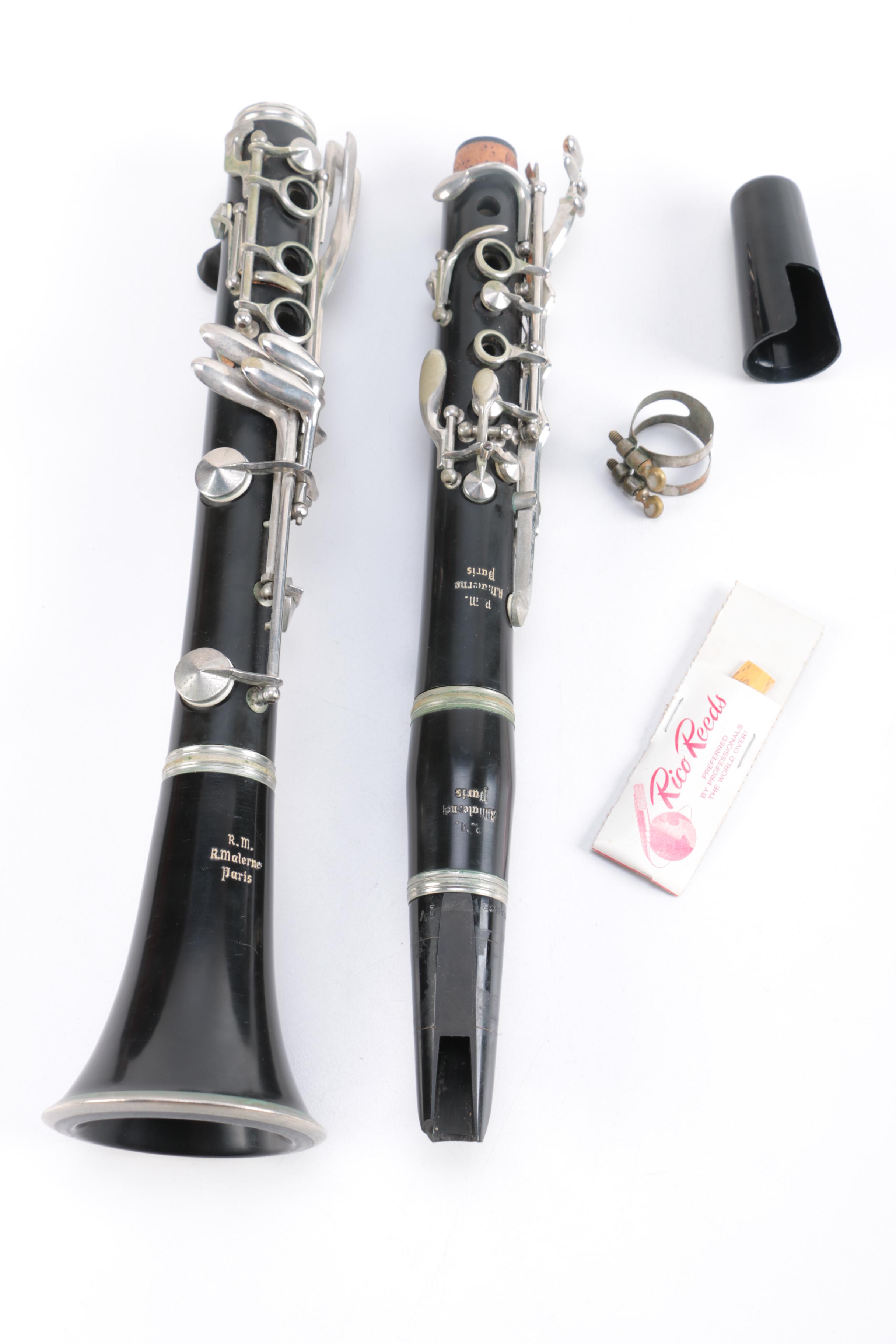 Vintage R.M. R. Malerne Paris B Flat Clarinet With Case