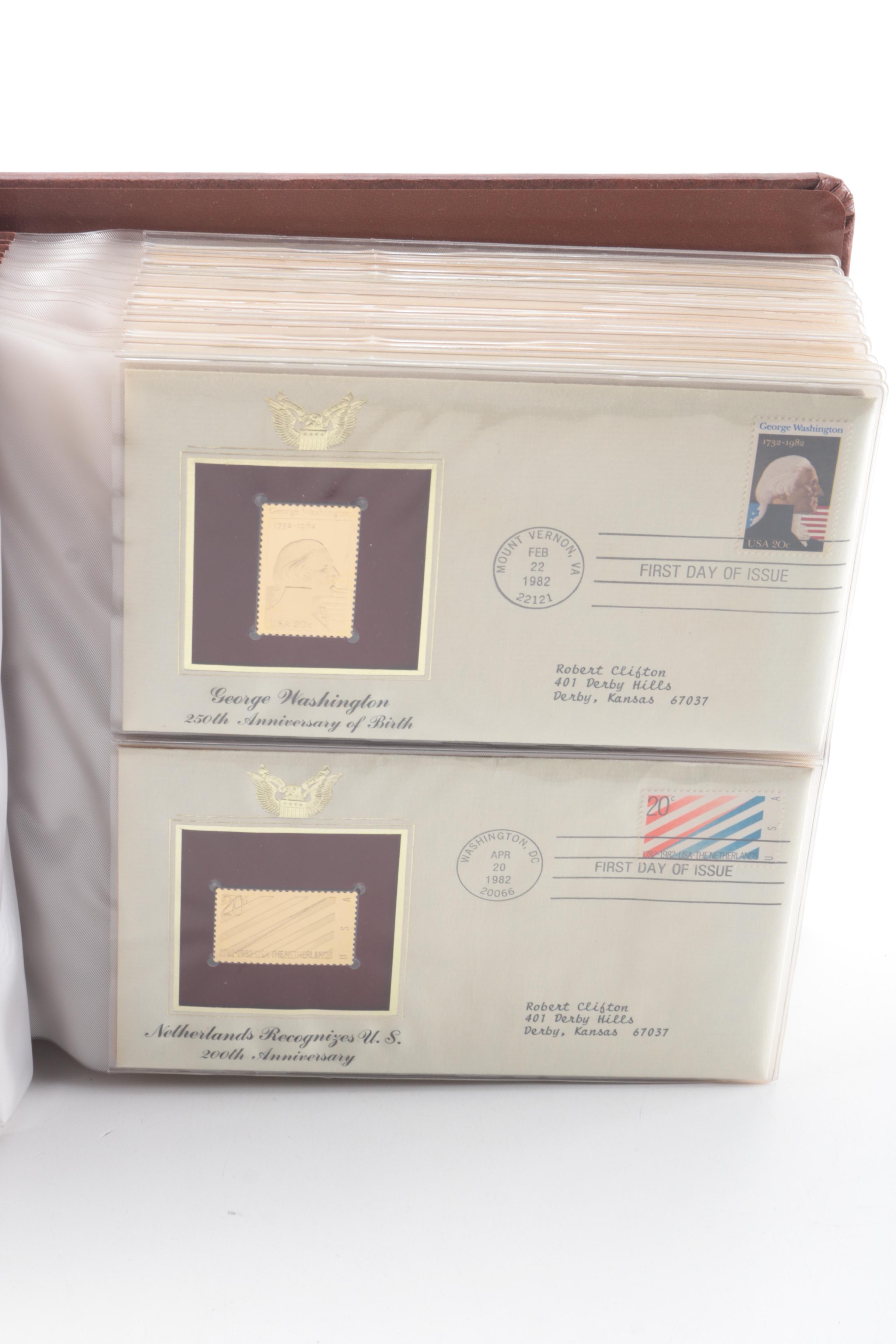 22K Gold Replicas of United States Postage Stamps