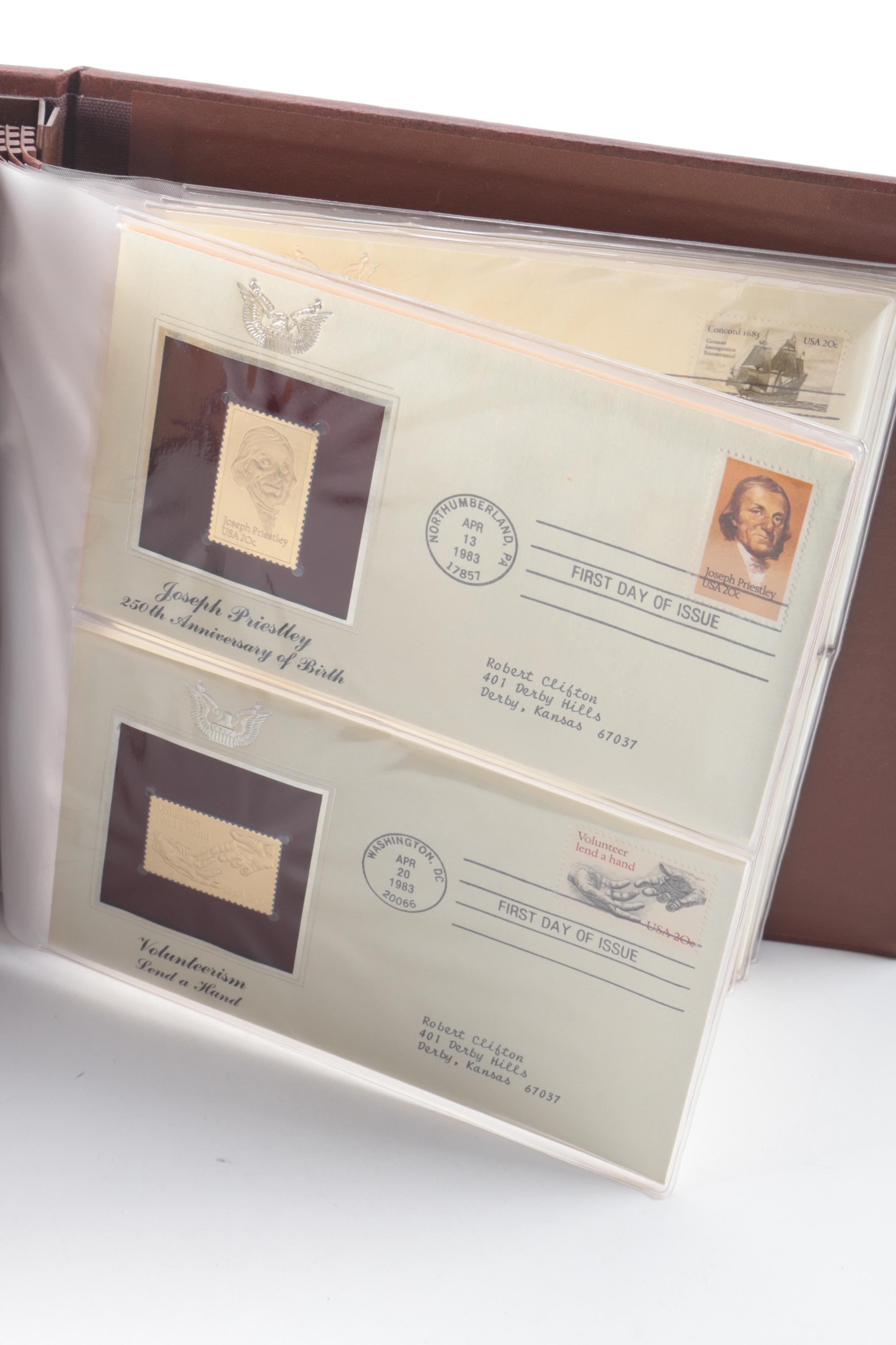 22K Gold Replicas of United States Postage Stamps