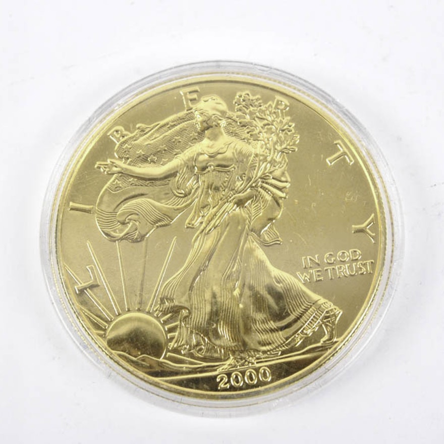 Gold Plated 2000 American Silver Eagle $1