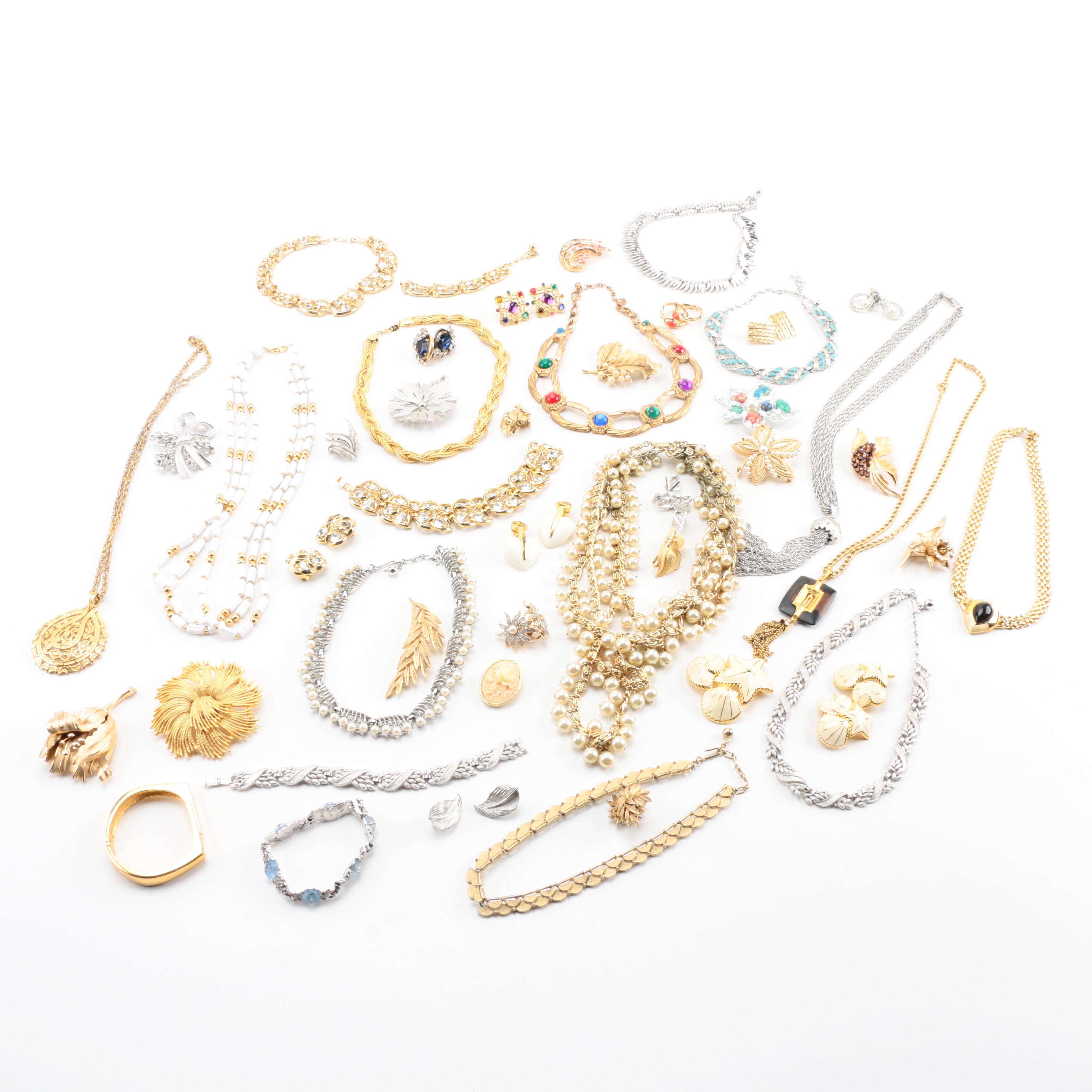 Generous Assortment of Vintage Costume Jewelry Featuring Trifari