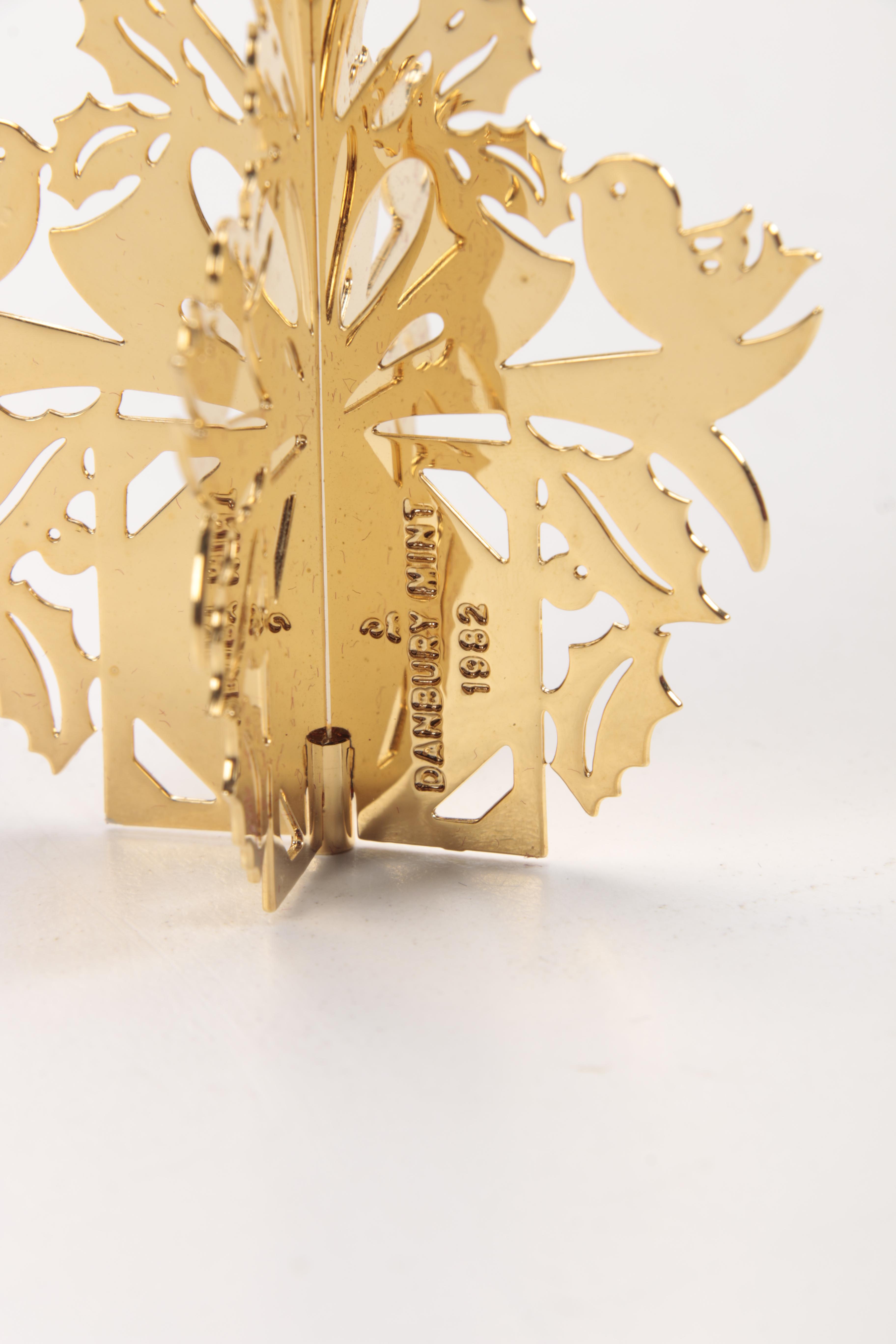 1982 Danbury Mint Gold Plated Christmas Ornaments