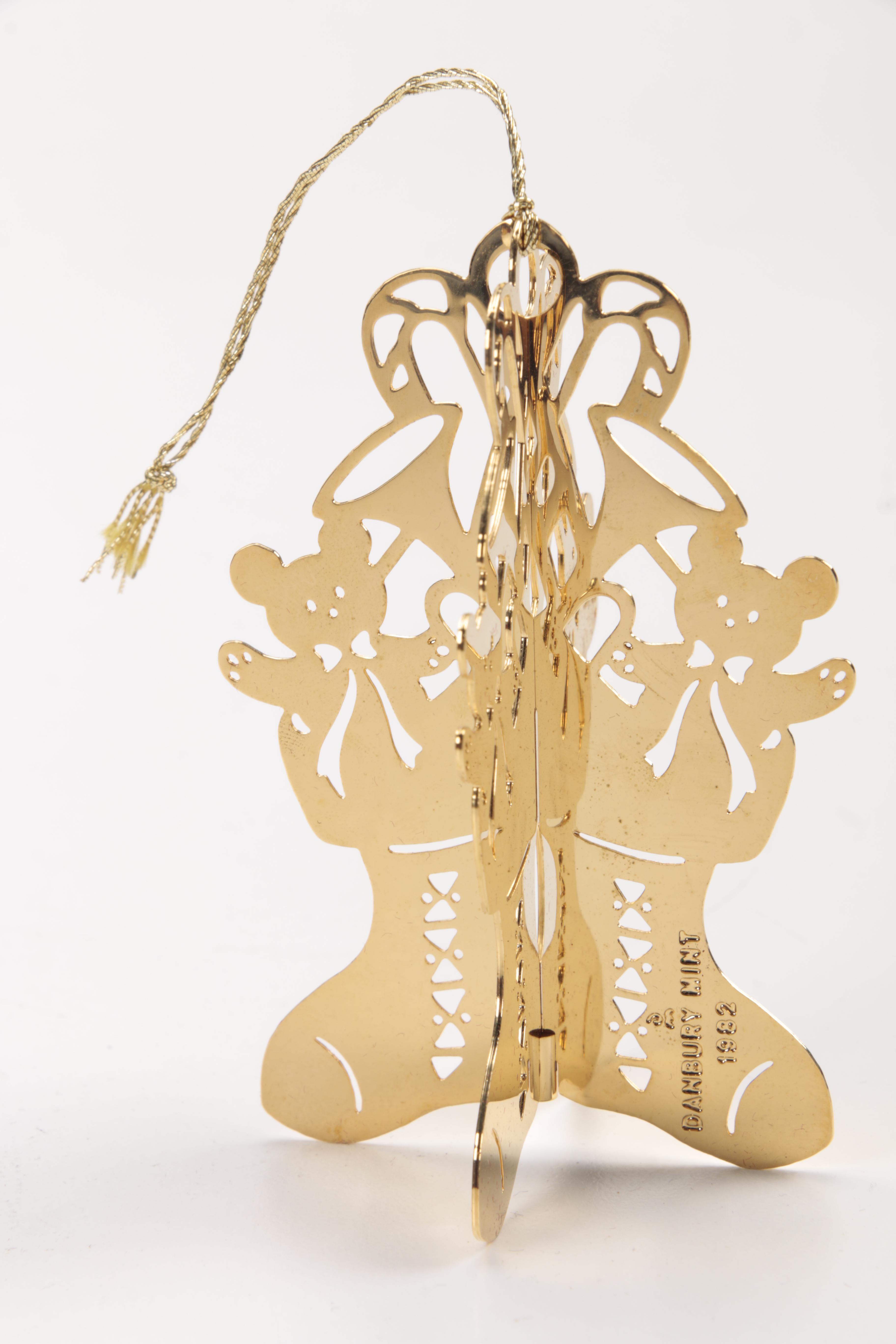 1982 Danbury Mint Gold Plated Christmas Ornaments