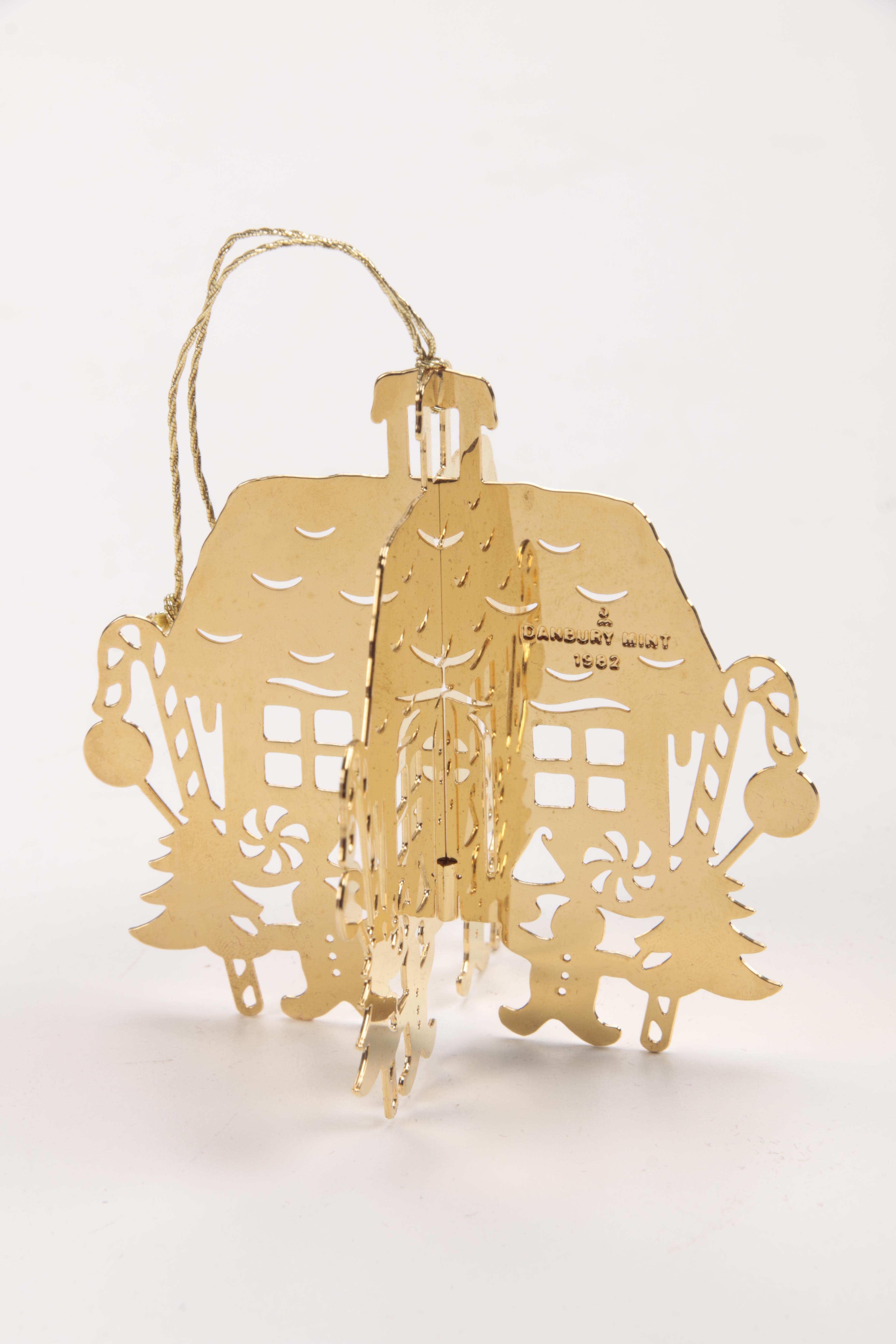 1982 Danbury Mint Gold Plated Christmas Ornaments