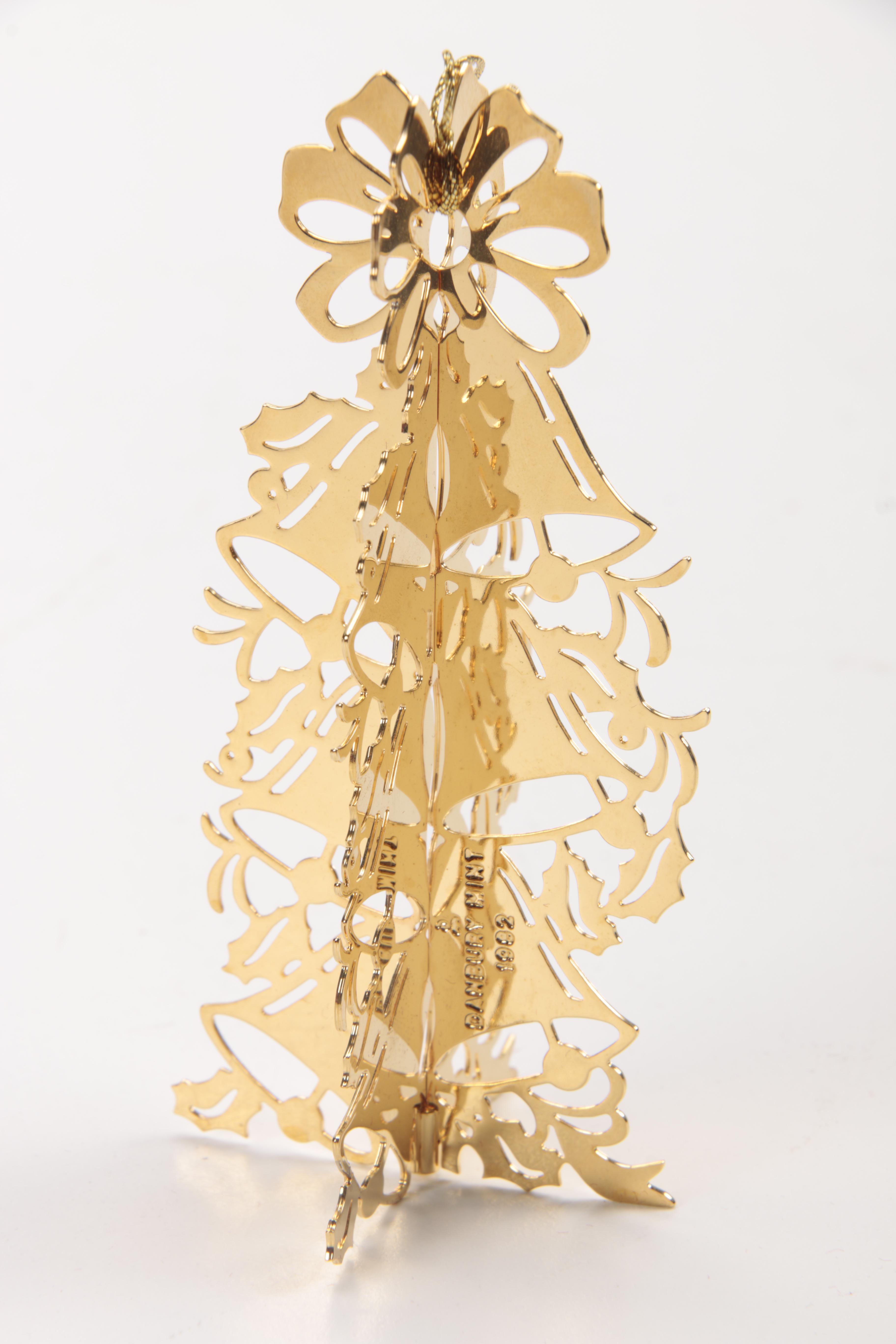 1982 Danbury Mint Gold Plated Christmas Ornaments