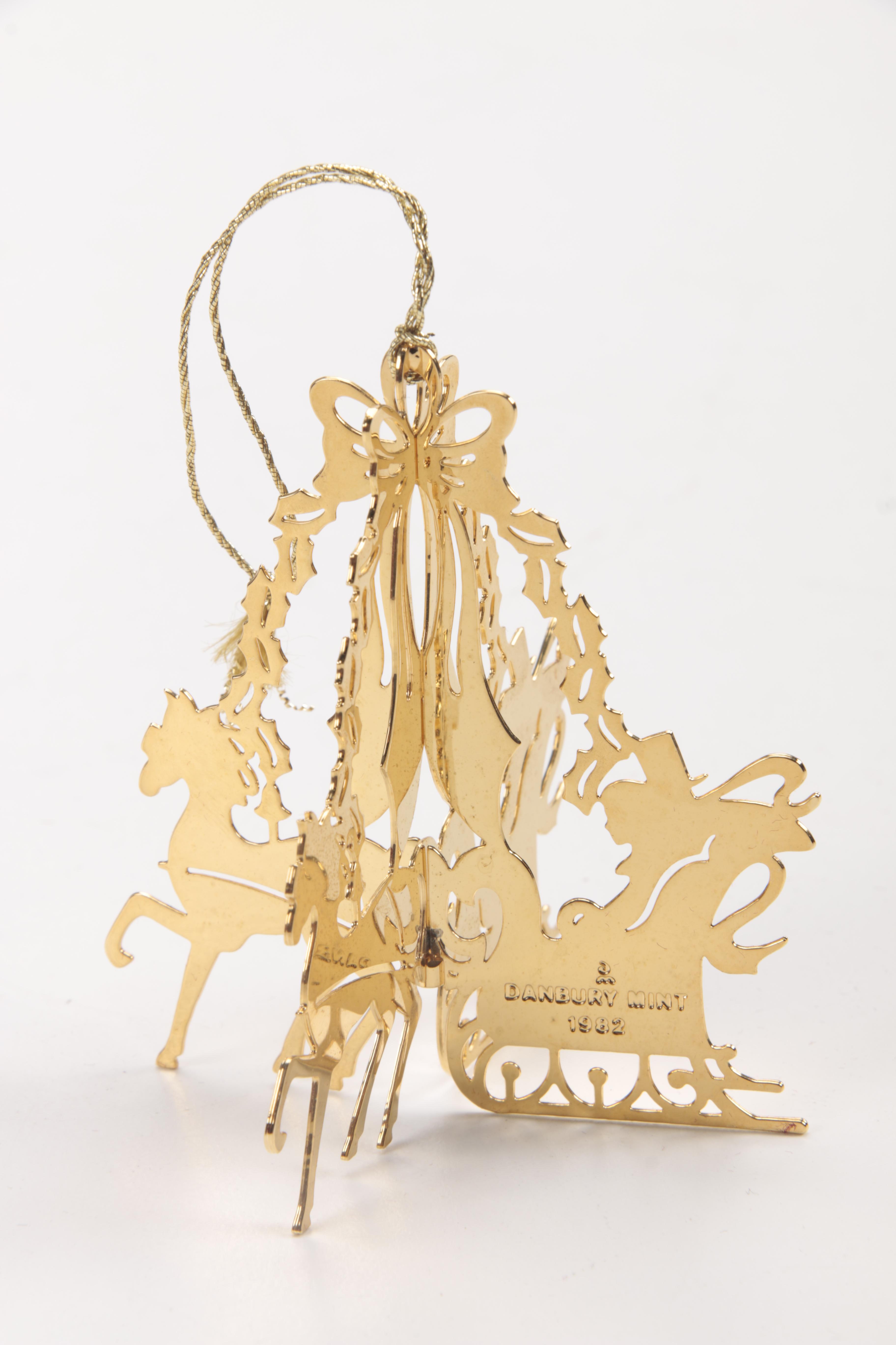 1982 Danbury Mint Gold Plated Christmas Ornaments