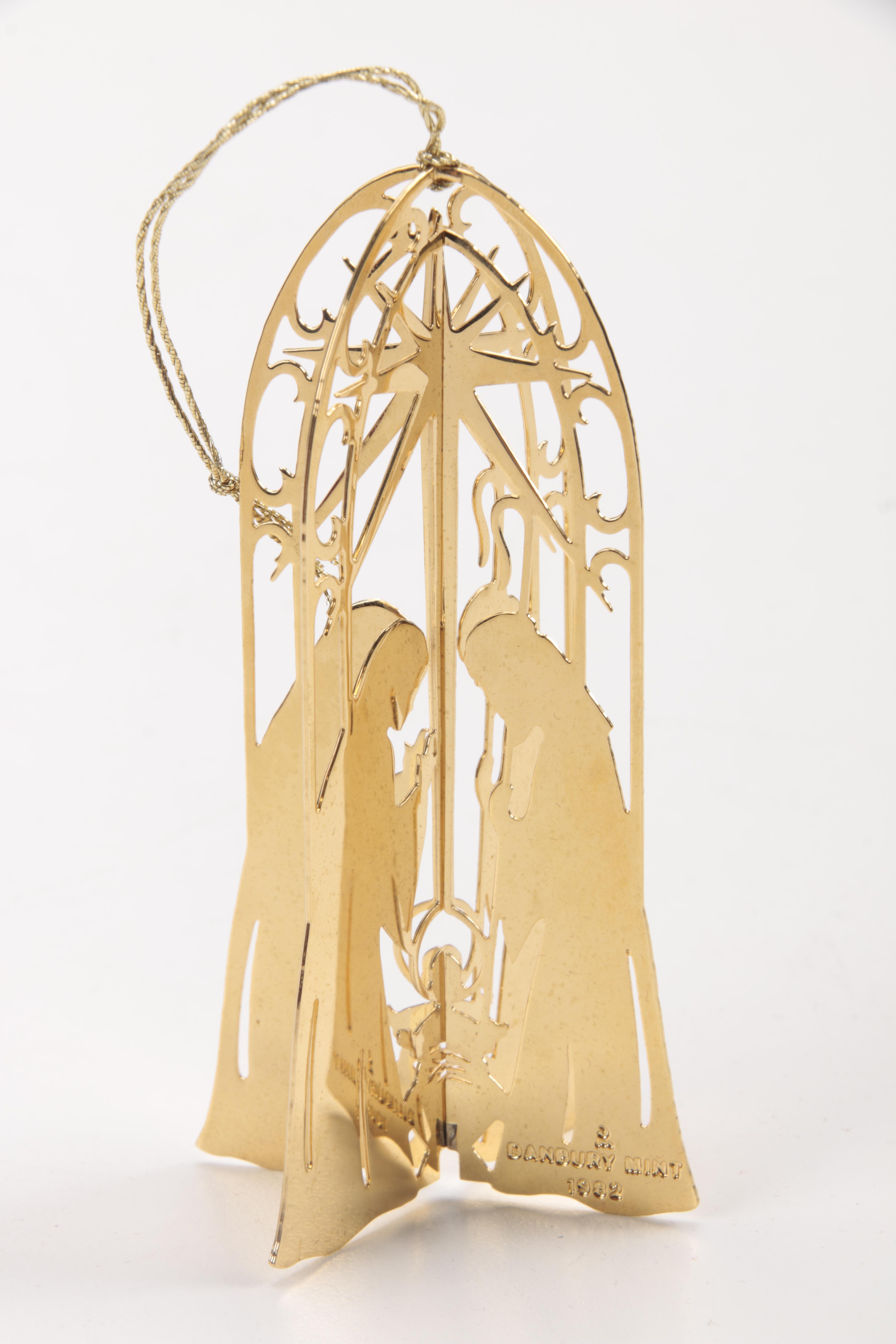 1982 Danbury Mint Gold Plated Christmas Ornaments