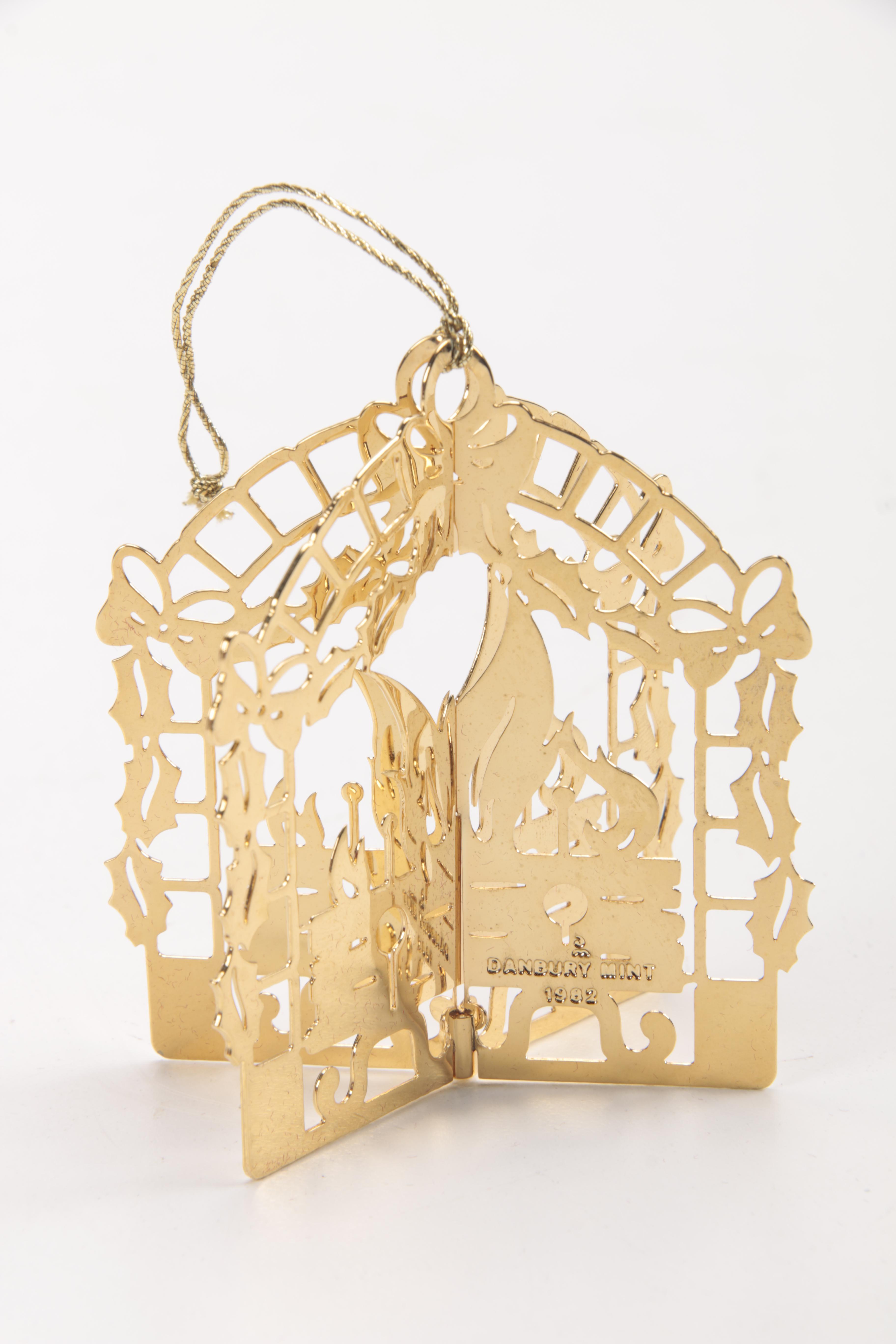 1982 Danbury Mint Gold Plated Christmas Ornaments