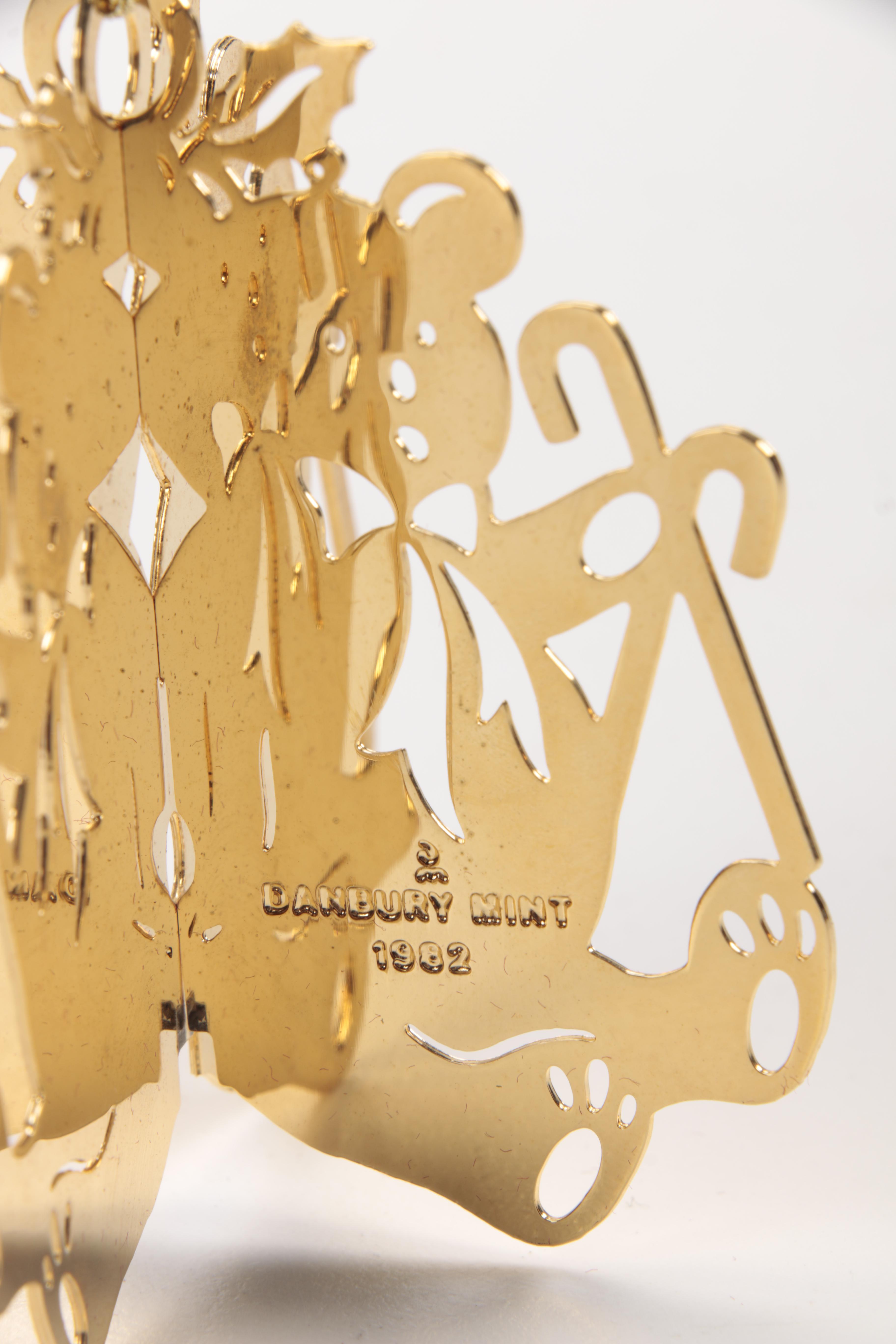 1982 Danbury Mint Gold Plated Christmas Ornaments