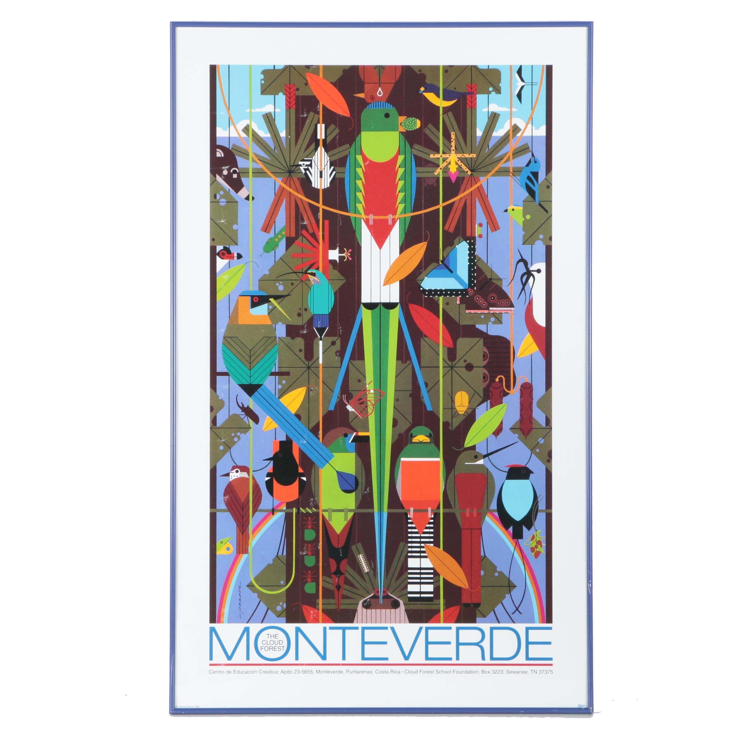 Charley Harper Offset Lithograph Poster on Paper "Monteverde: The Cloud Forest"
