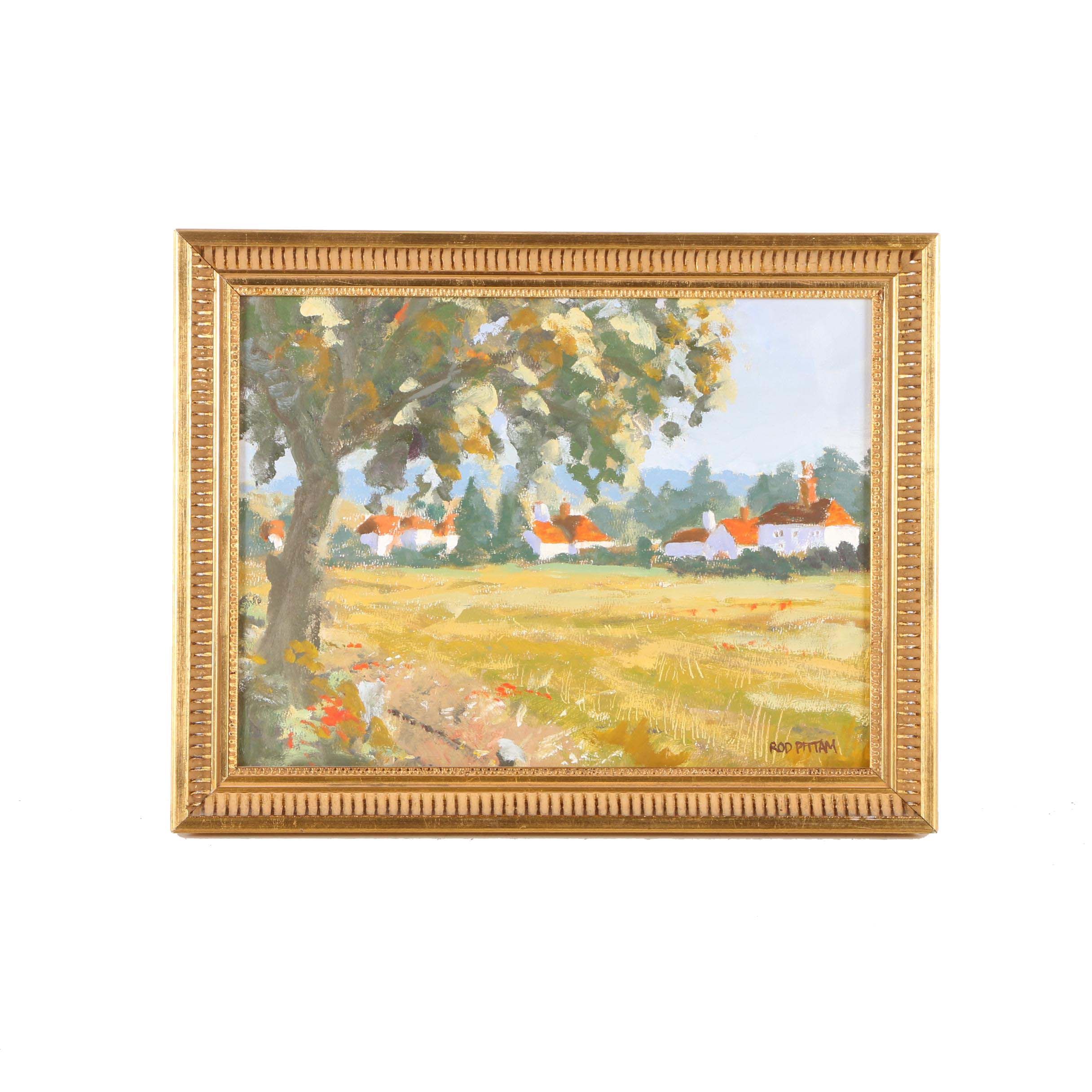 Rod Pittam Oil Painting on Mounted Paper of Villa