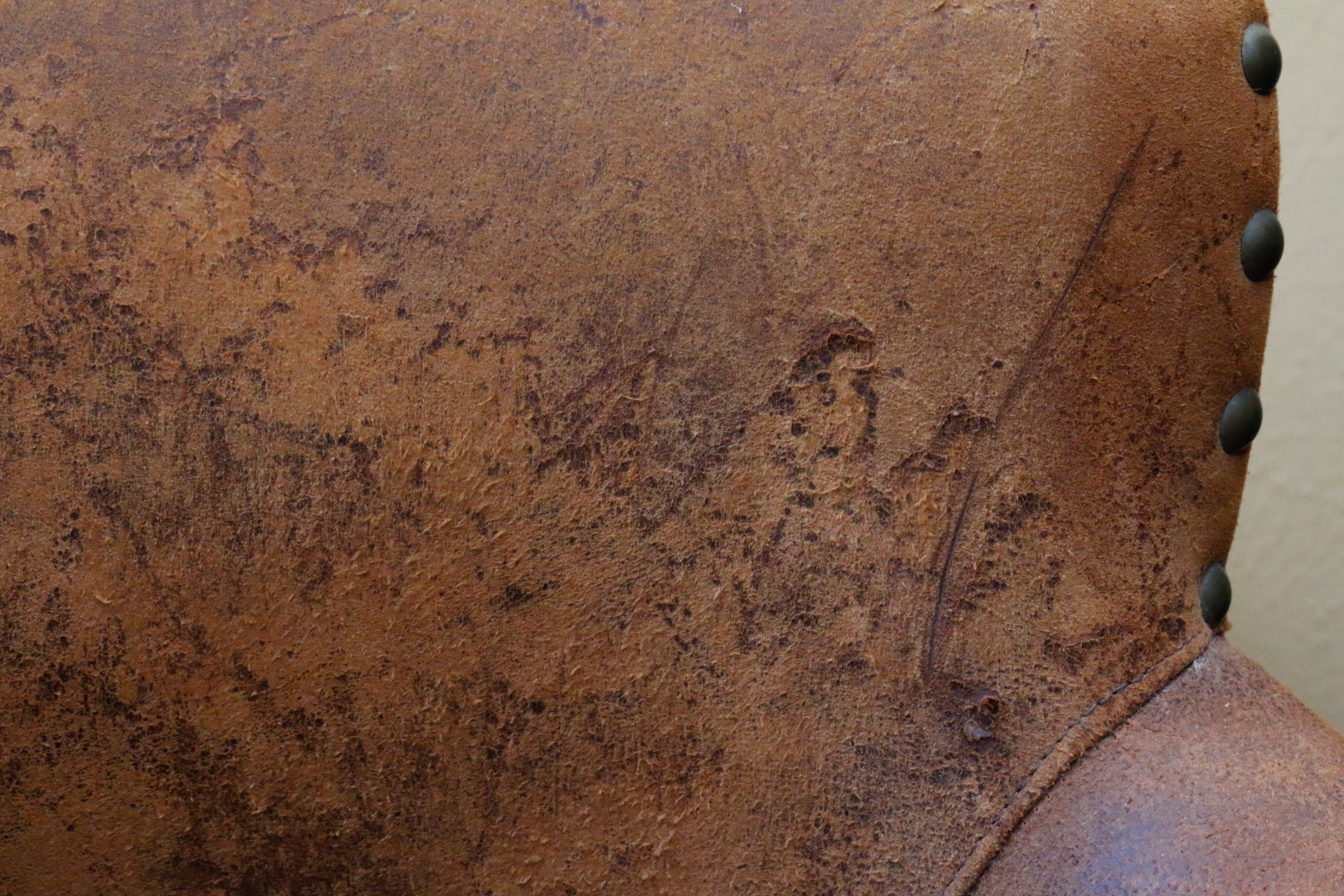 "Millman Bark" Distressed Leather Chair with Southwest Tapestry Upholstery