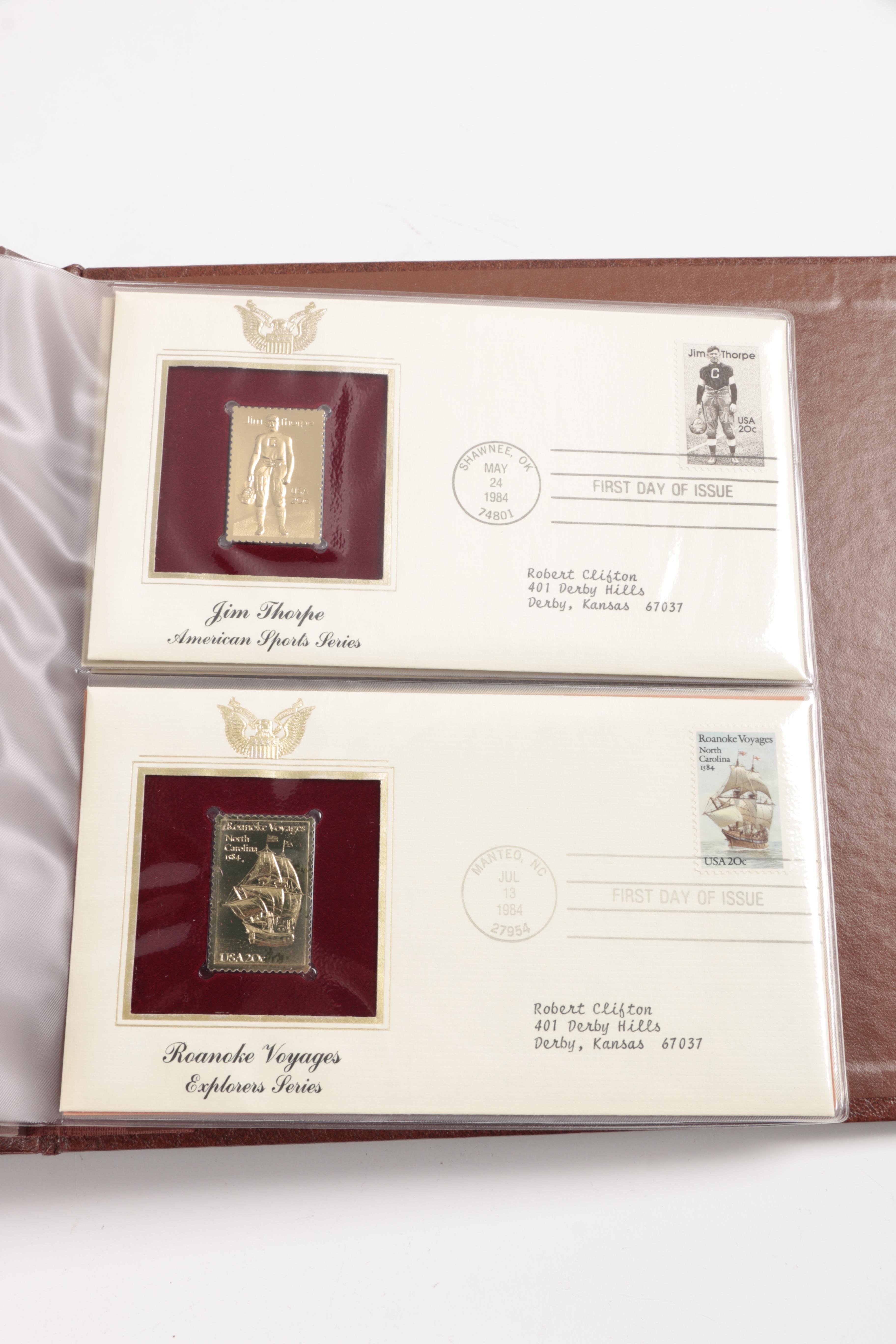 22K Gold Replicas of United States Postage Stamps