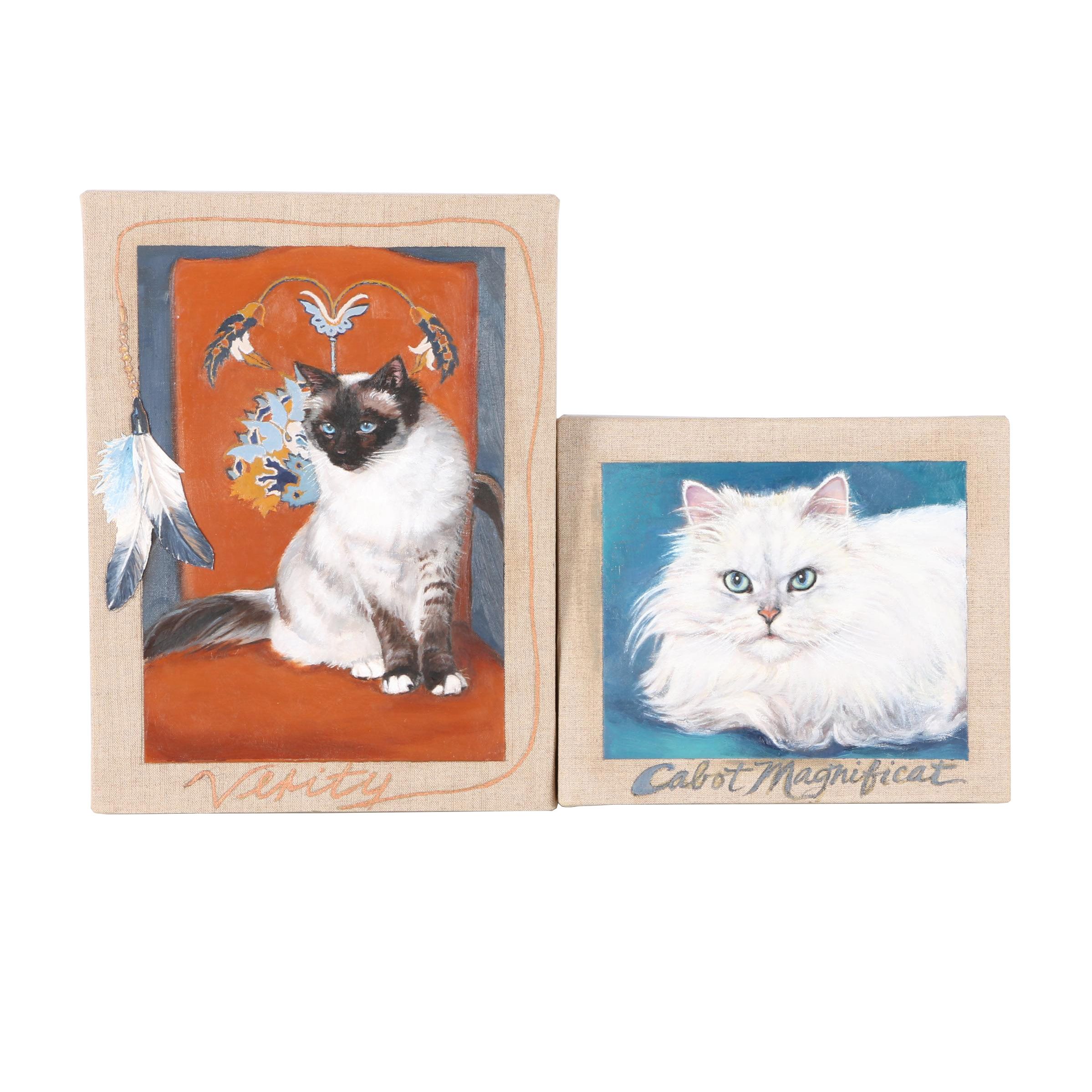 Patricia Hansen Oil Paintings on Mounted Paper "Verity" and "Cabot Magnificat", With Source Photo Contact Sheets