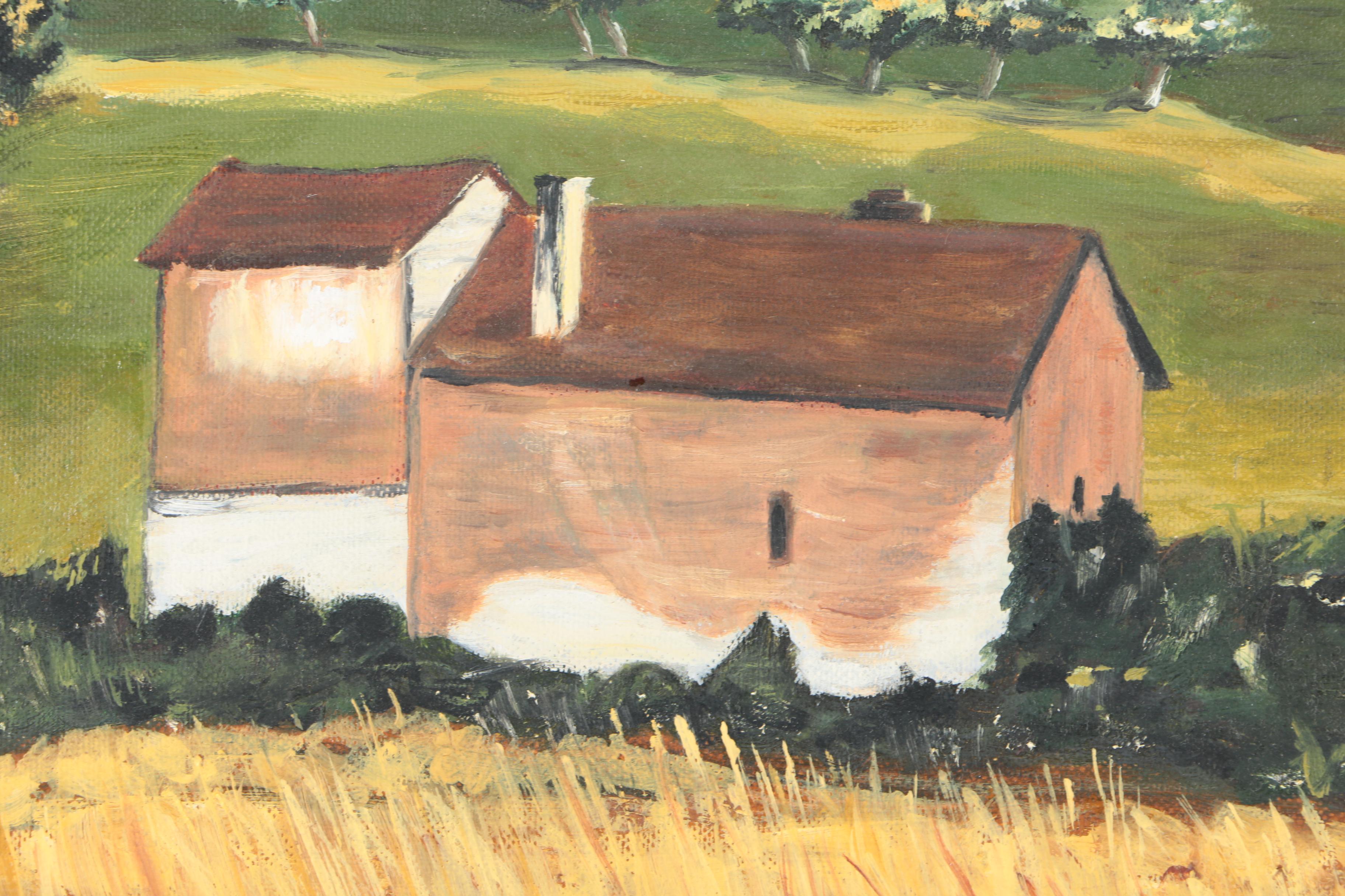 Oil Painting on Wood Panel of Pastoral English Landscape