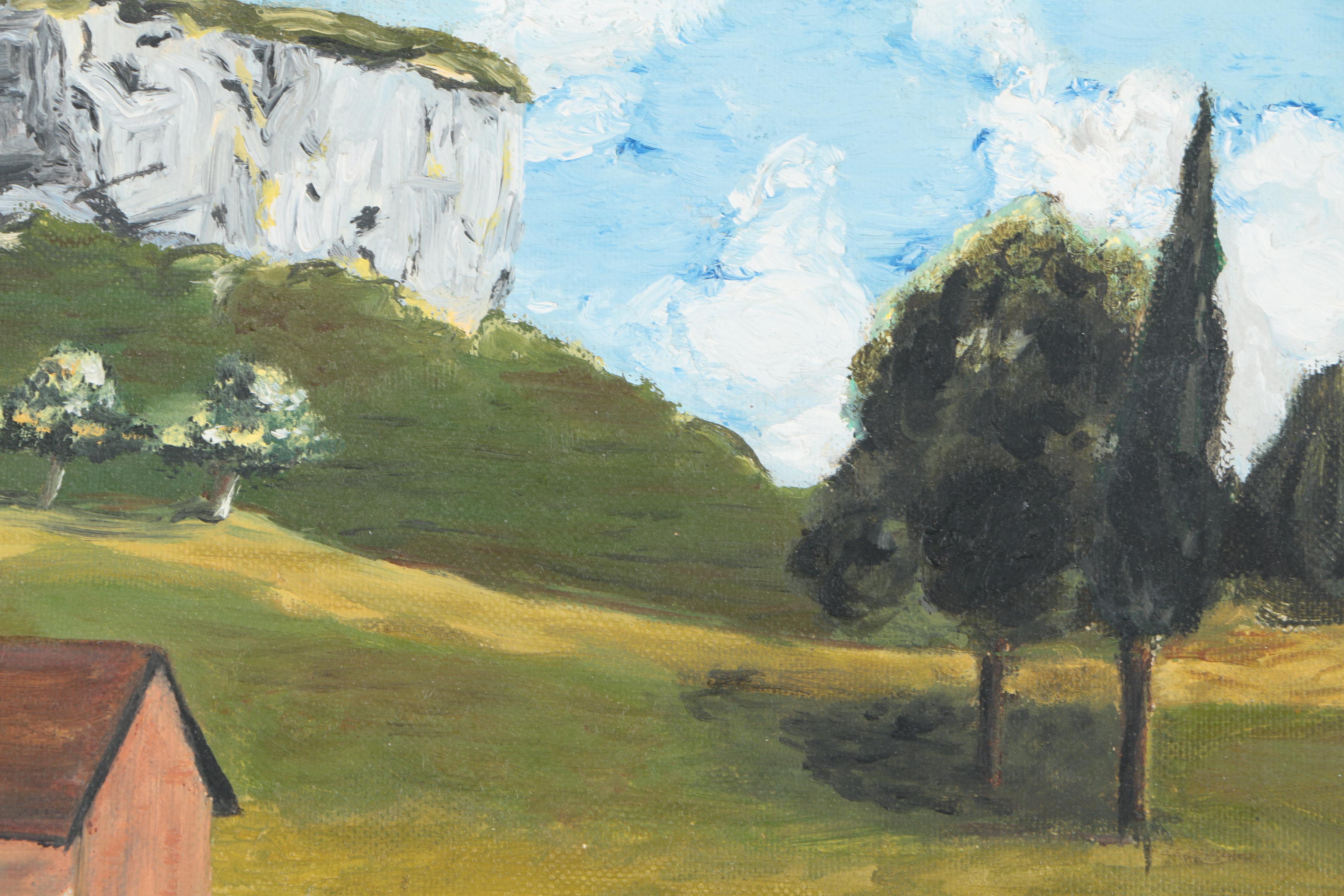 Oil Painting on Wood Panel of Pastoral English Landscape