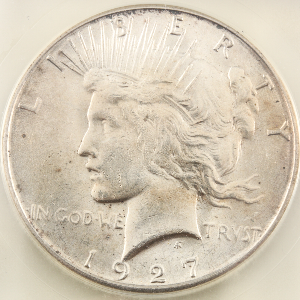 Encapsulated 1927 S Low Mintage Peace Silver Dollar