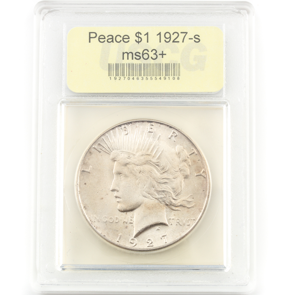 Encapsulated 1927 S Low Mintage Peace Silver Dollar