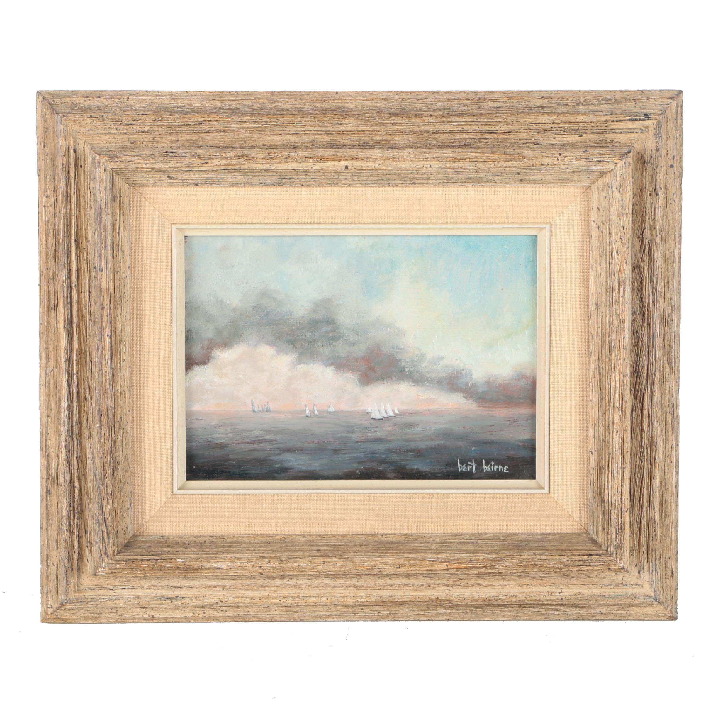 Bert Beirne Oil Painting on Wood Panel of an Oceanscape