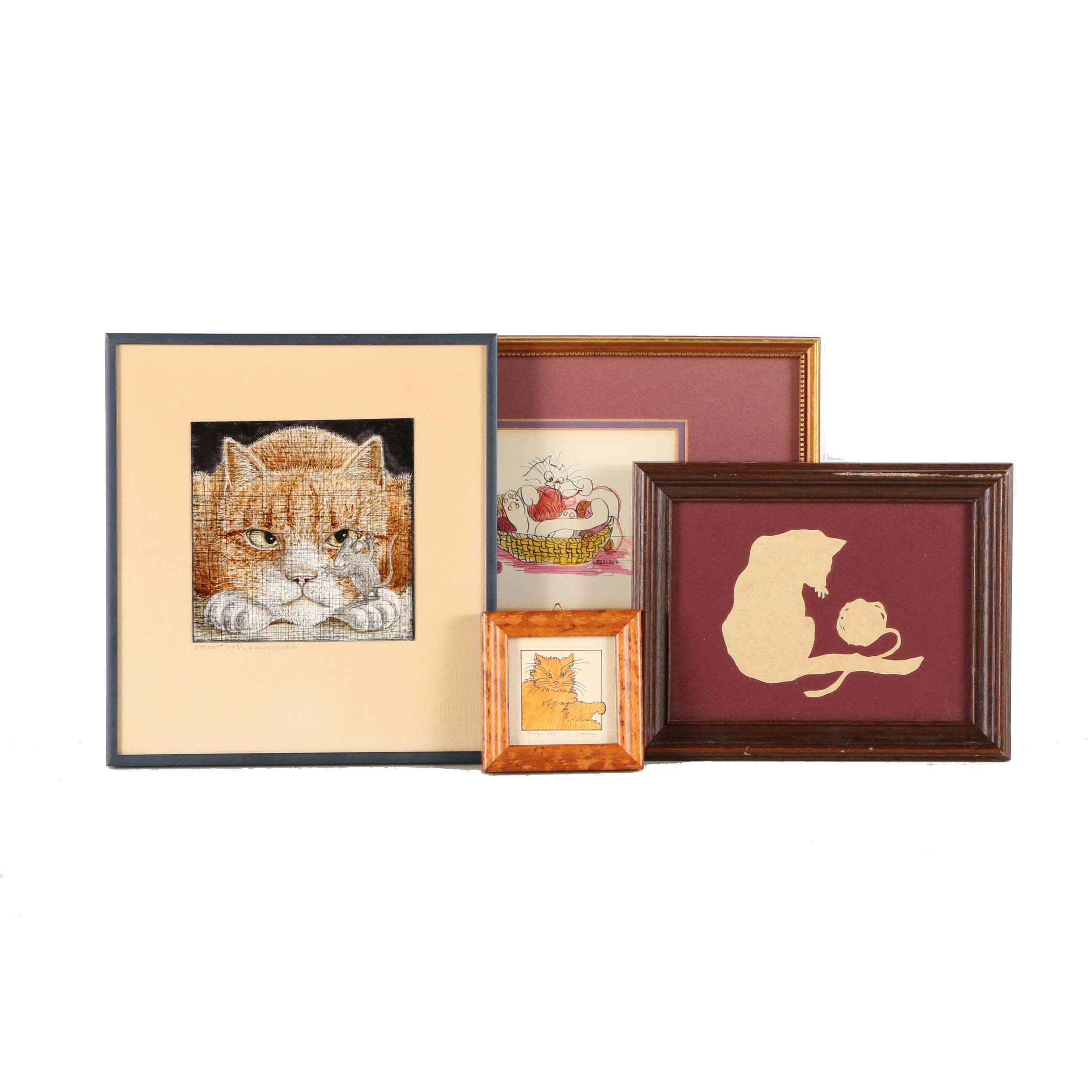 Cat-Themed Artwork Including a Paper Cut-Out