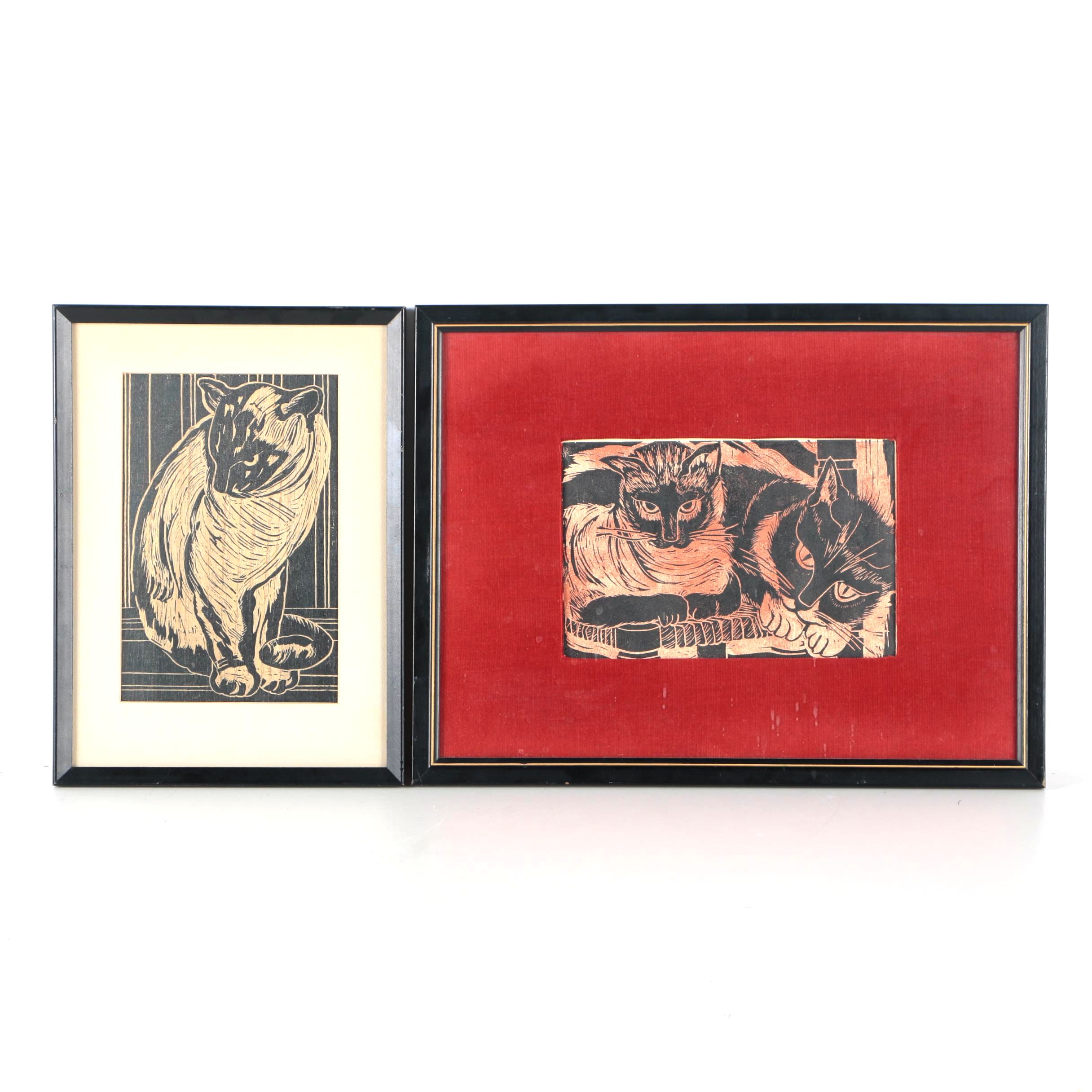 Fannie Rebecca Mennen Woodblock Prints Featuring "Gabby"