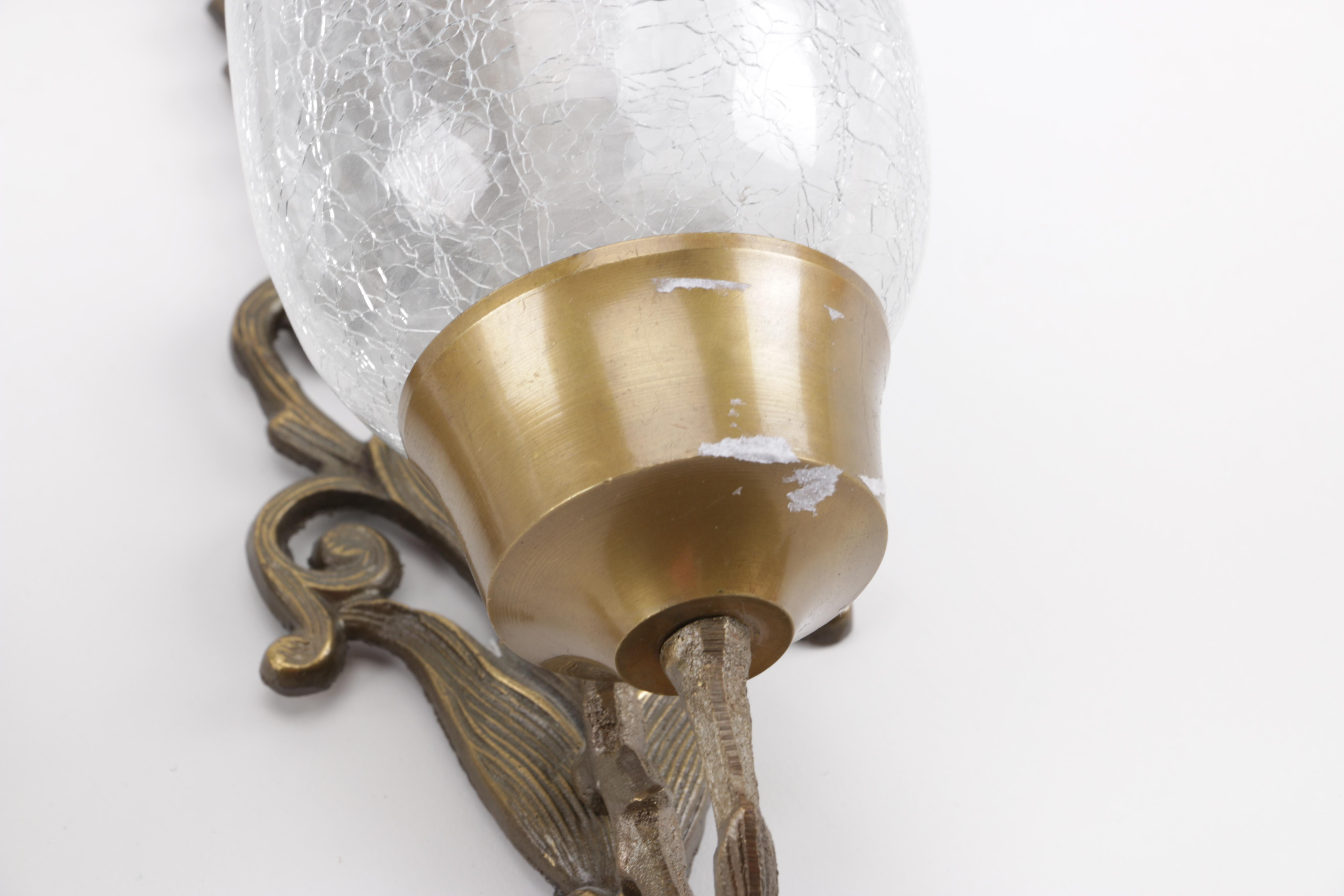 Pair of Brass and Glass Candle Sconces