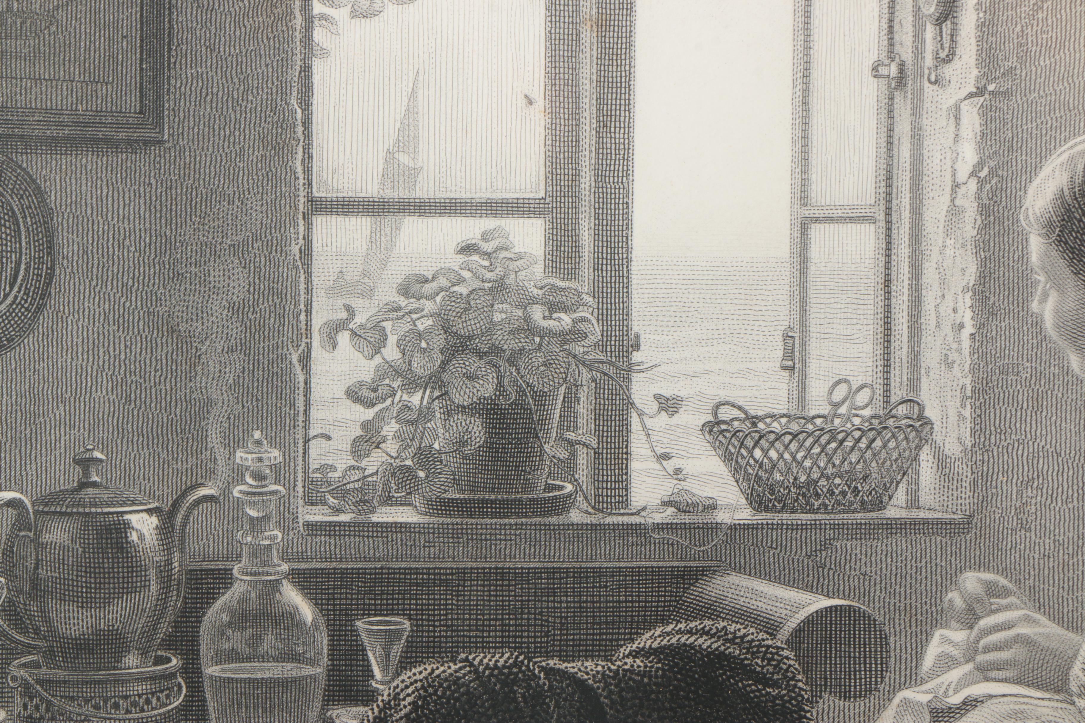 I. Ballin Engraving After Anton Dorph's "A Young Fisherwoman Waiting for Her Husband's Return From the Sea"