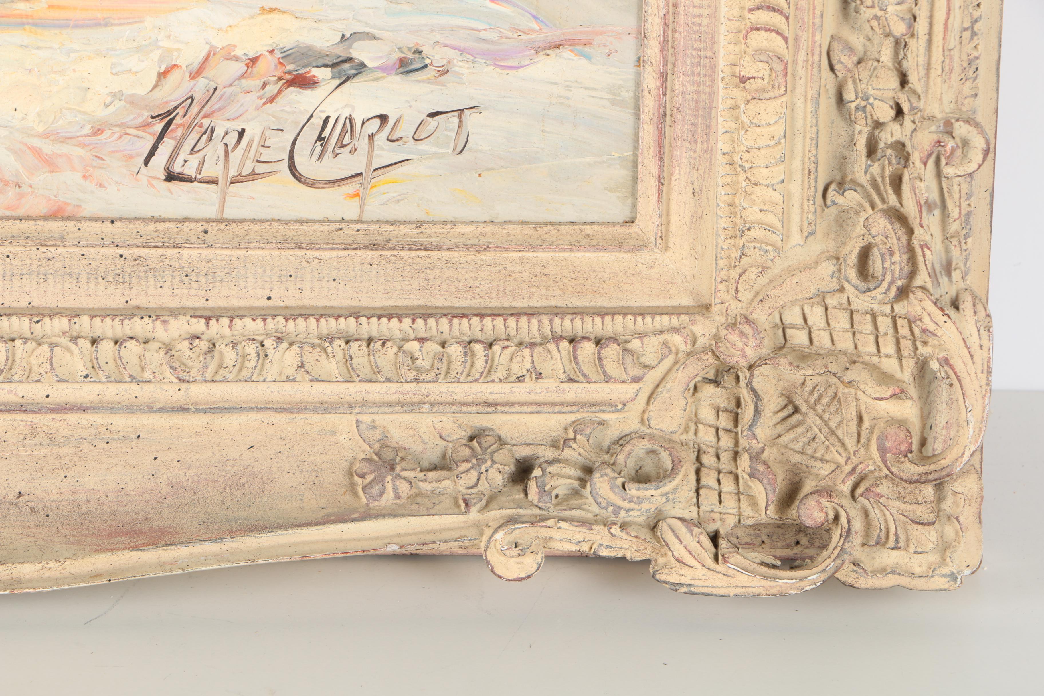 Marie Charlot Oil on Canvas Victorian Ladies at the Beach