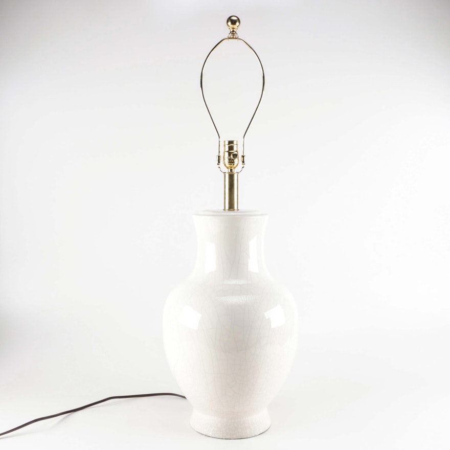 White Rounded Vase Style Table lamp