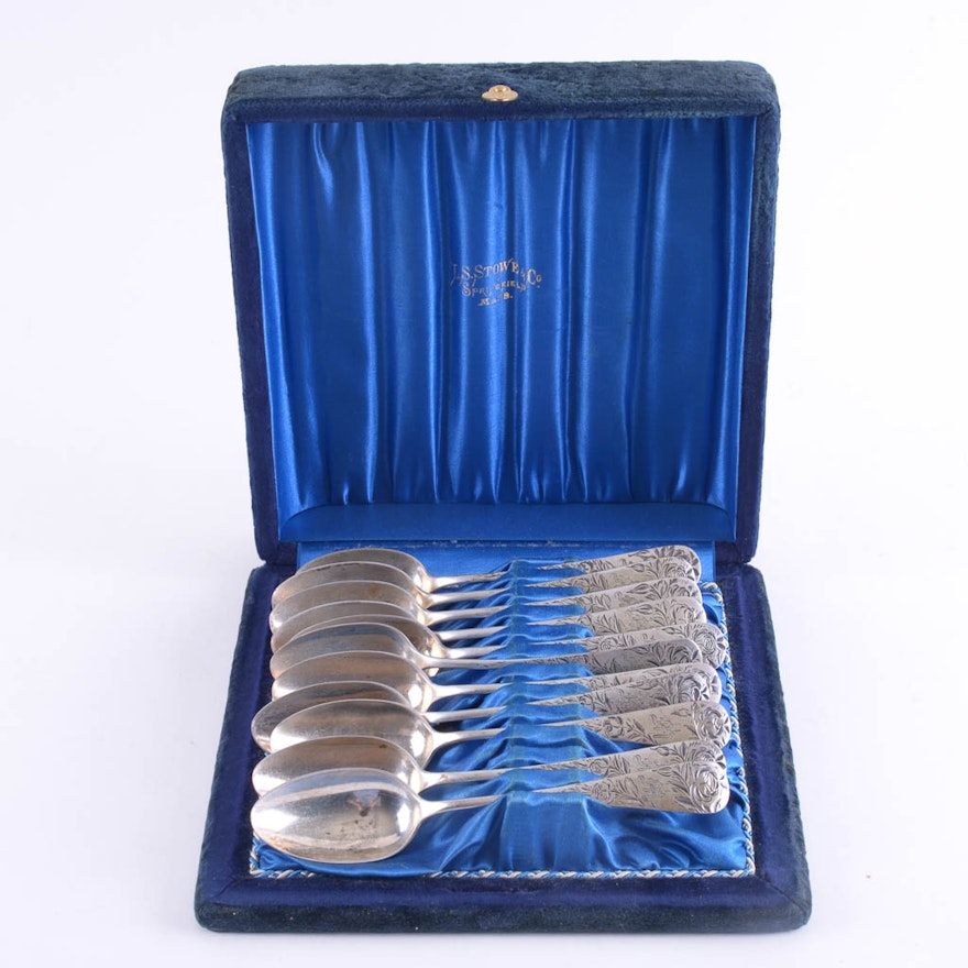 Antique Gorham Sterling Silver Spoons and Presentation Box