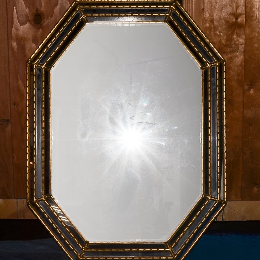 Gold Tone Octagonal Wall Mirror