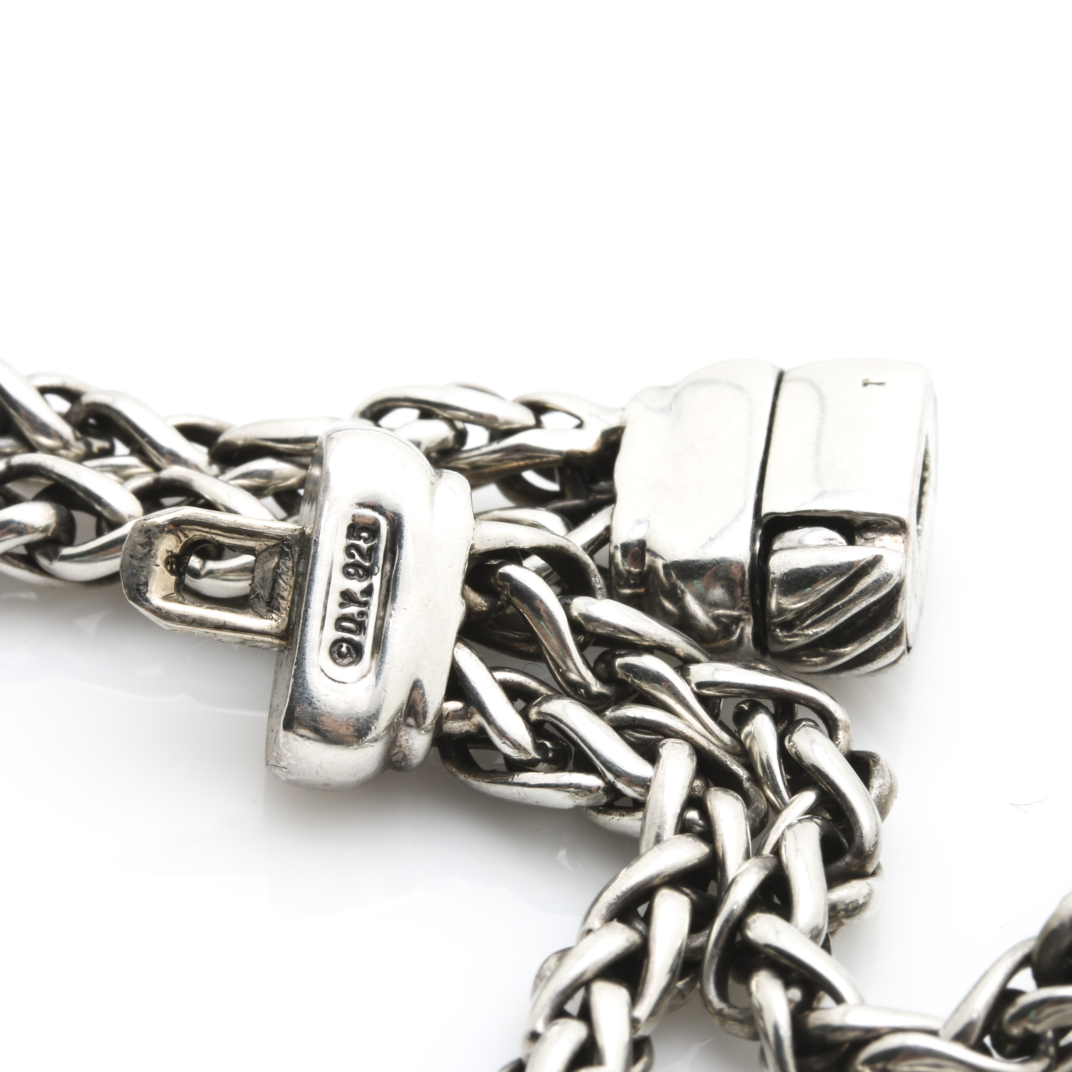 David Yurman Sterling Silver Double Wheat Chain Necklace with Diamonds