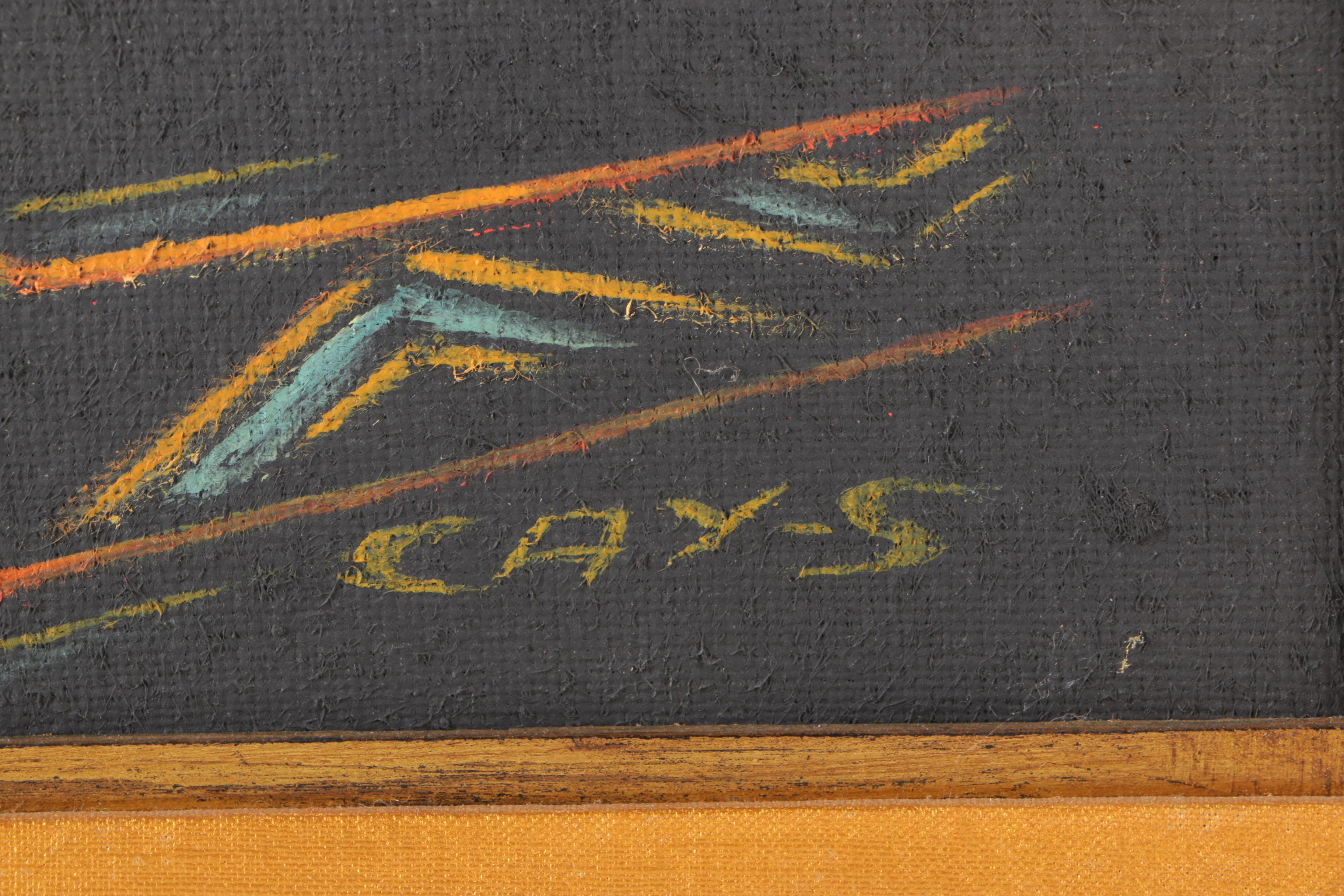 Cay-Skot Oil Paintings on Burlap of Vessel Still Life