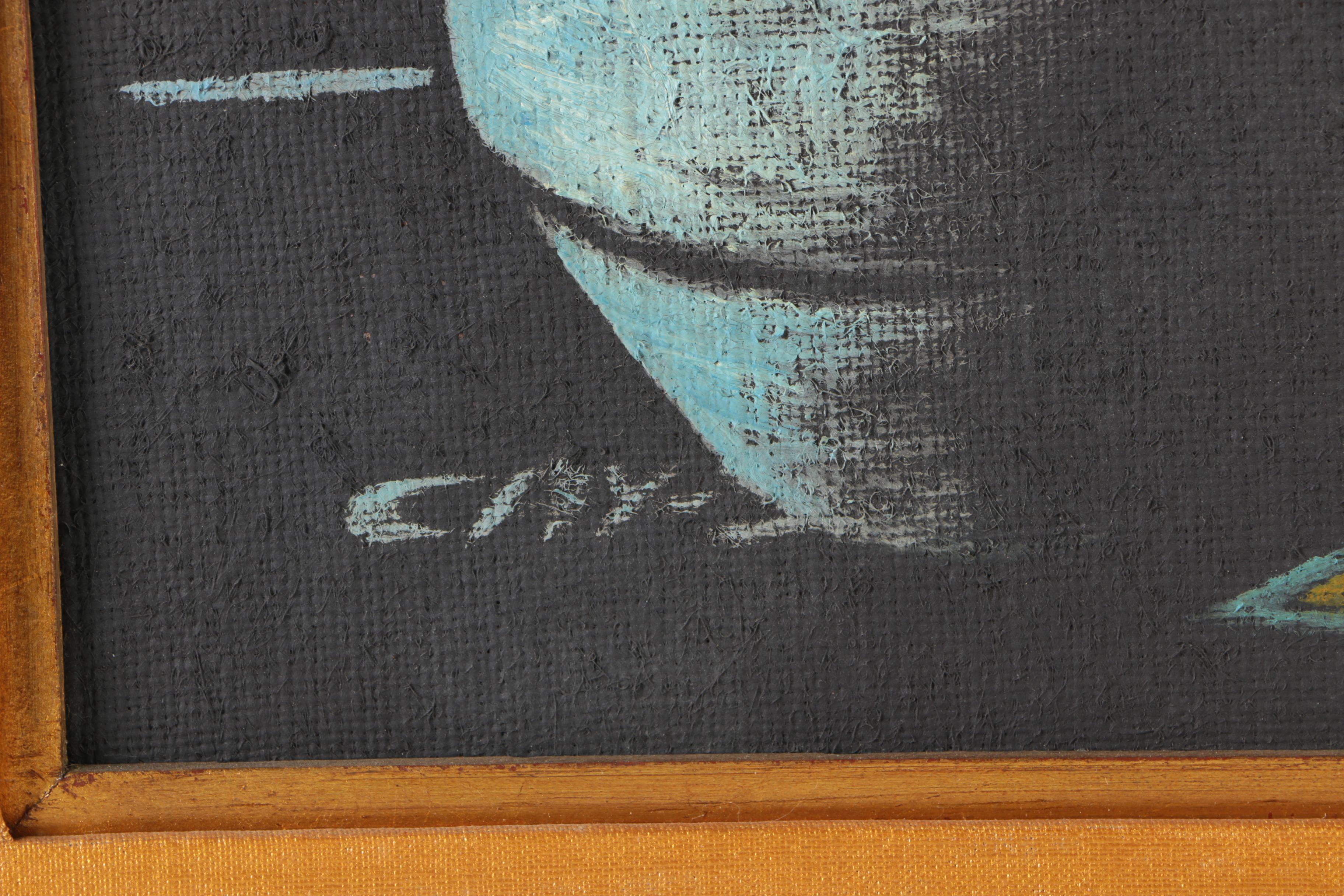 Cay-Skot Oil Paintings on Burlap of Vessel Still Life
