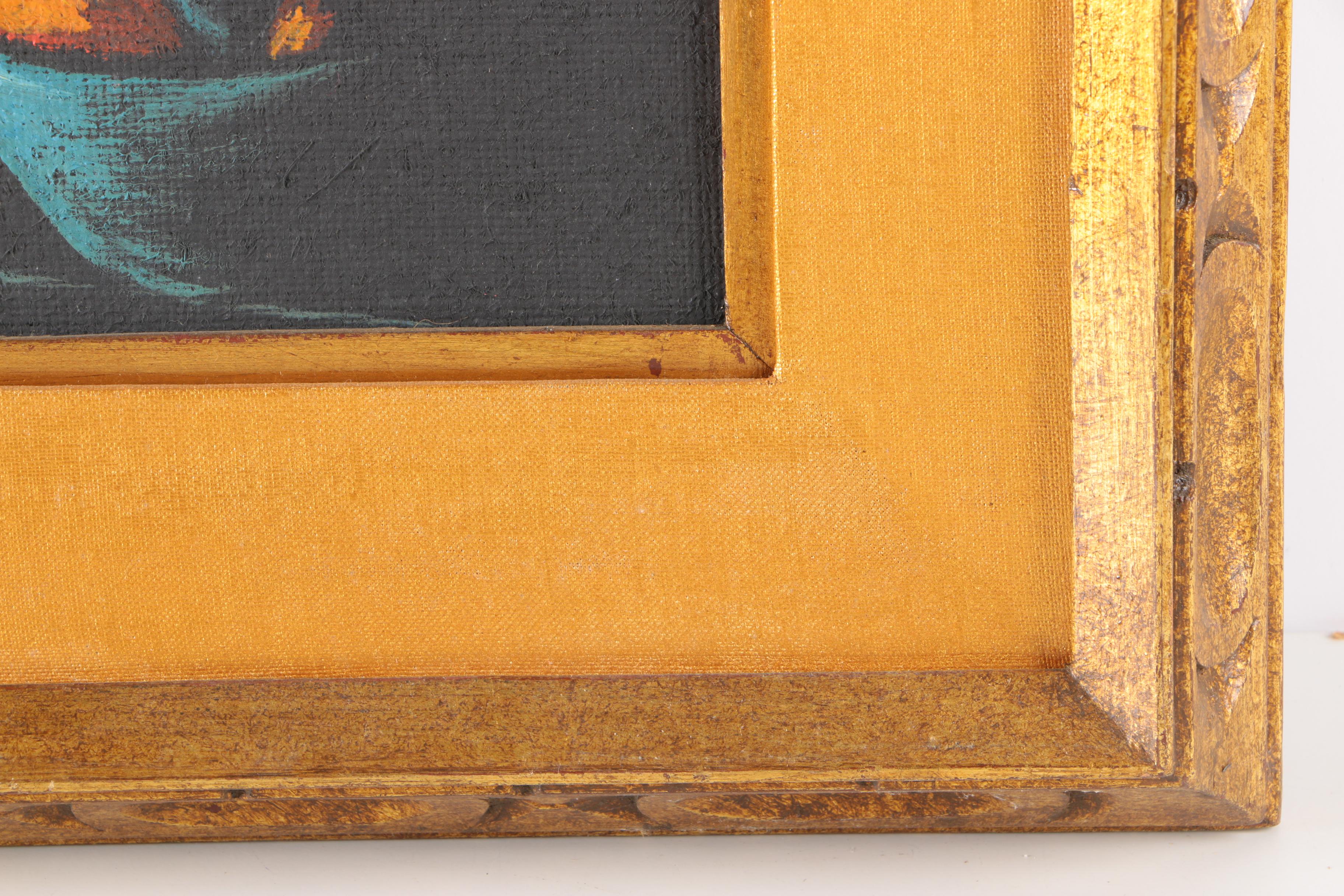 Cay-Skot Oil Paintings on Burlap of Vessel Still Life