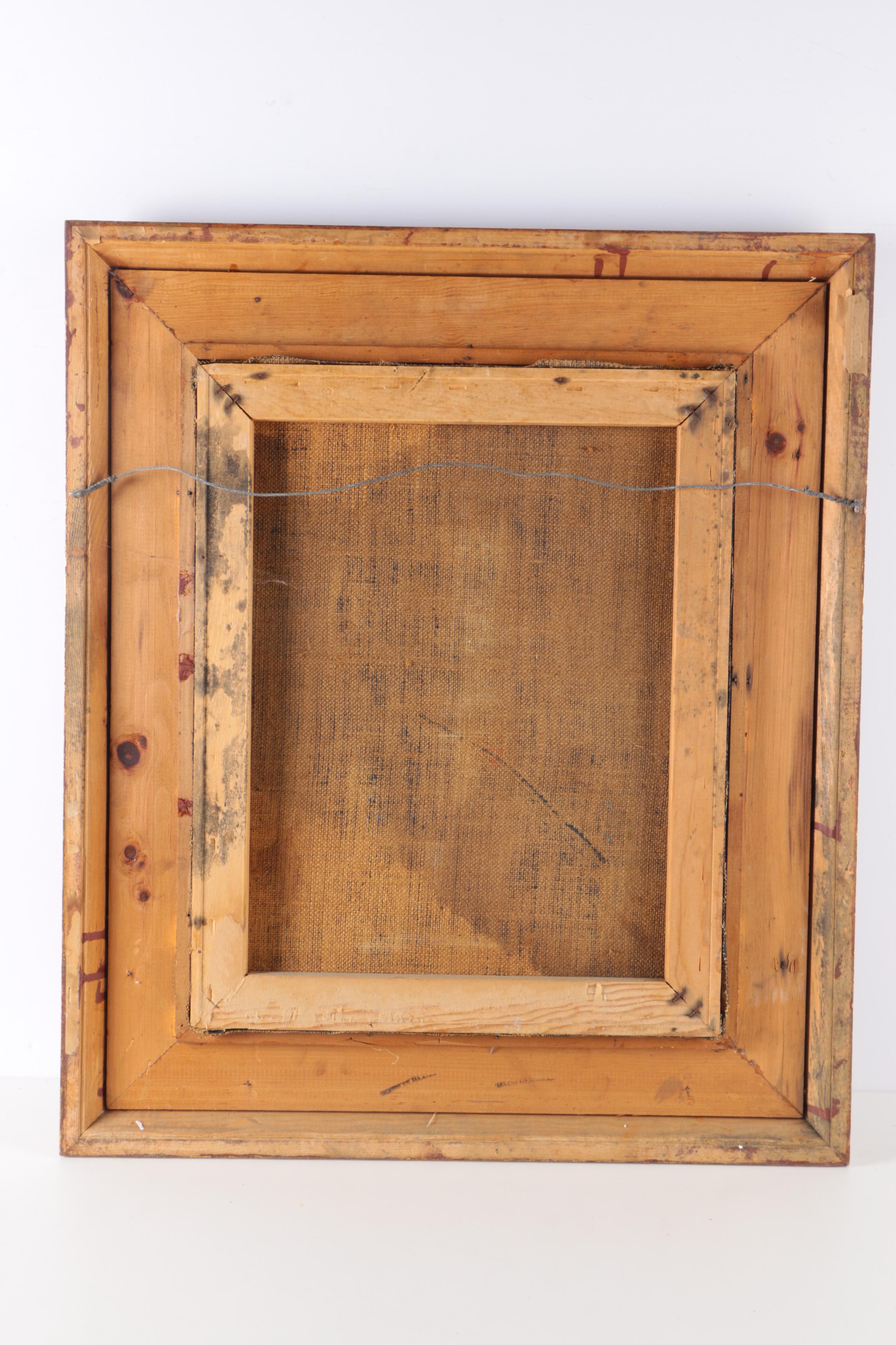 Cay-Skot Oil Paintings on Burlap of Vessel Still Life