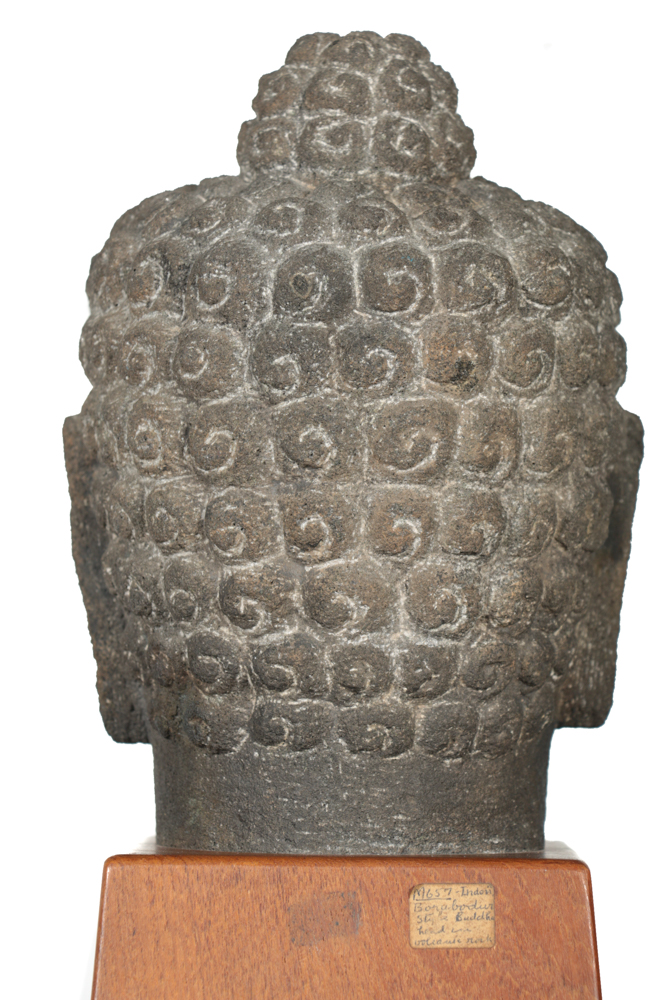 Javanese Borobudur Style Carved Volcanic Stone Buddha Head