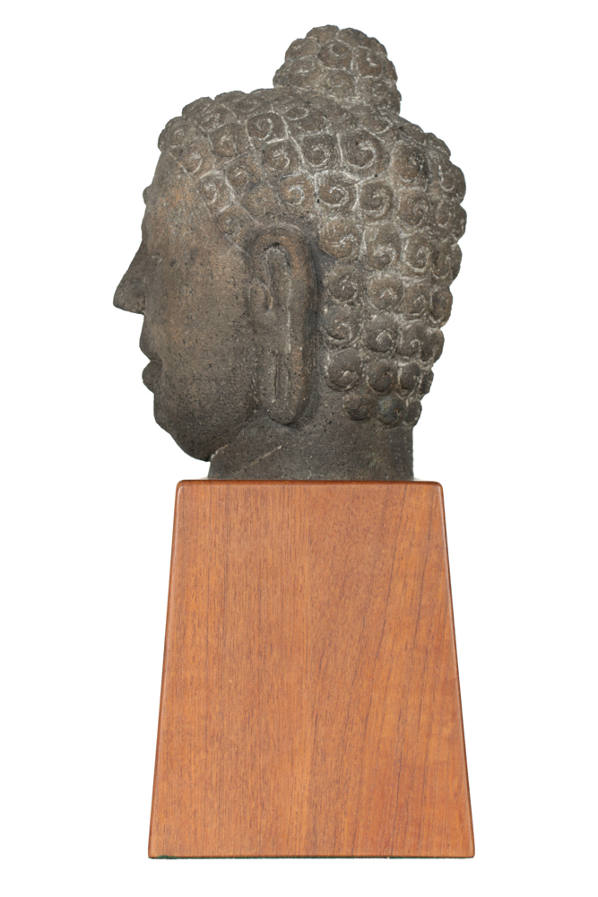 Javanese Borobudur Style Carved Volcanic Stone Buddha Head