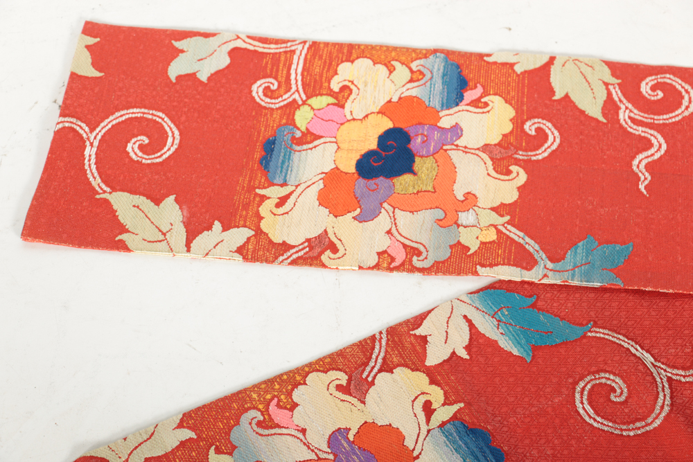 Vintage Japanese Maru Obi Woven in Shikori Lacquered Thread