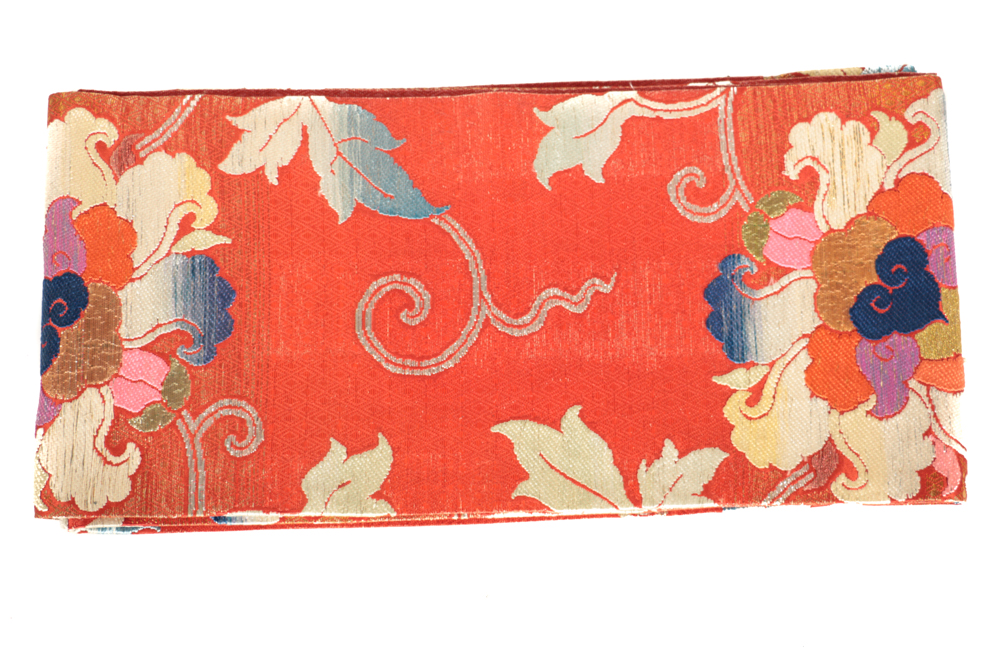 Vintage Japanese Maru Obi Woven in Shikori Lacquered Thread