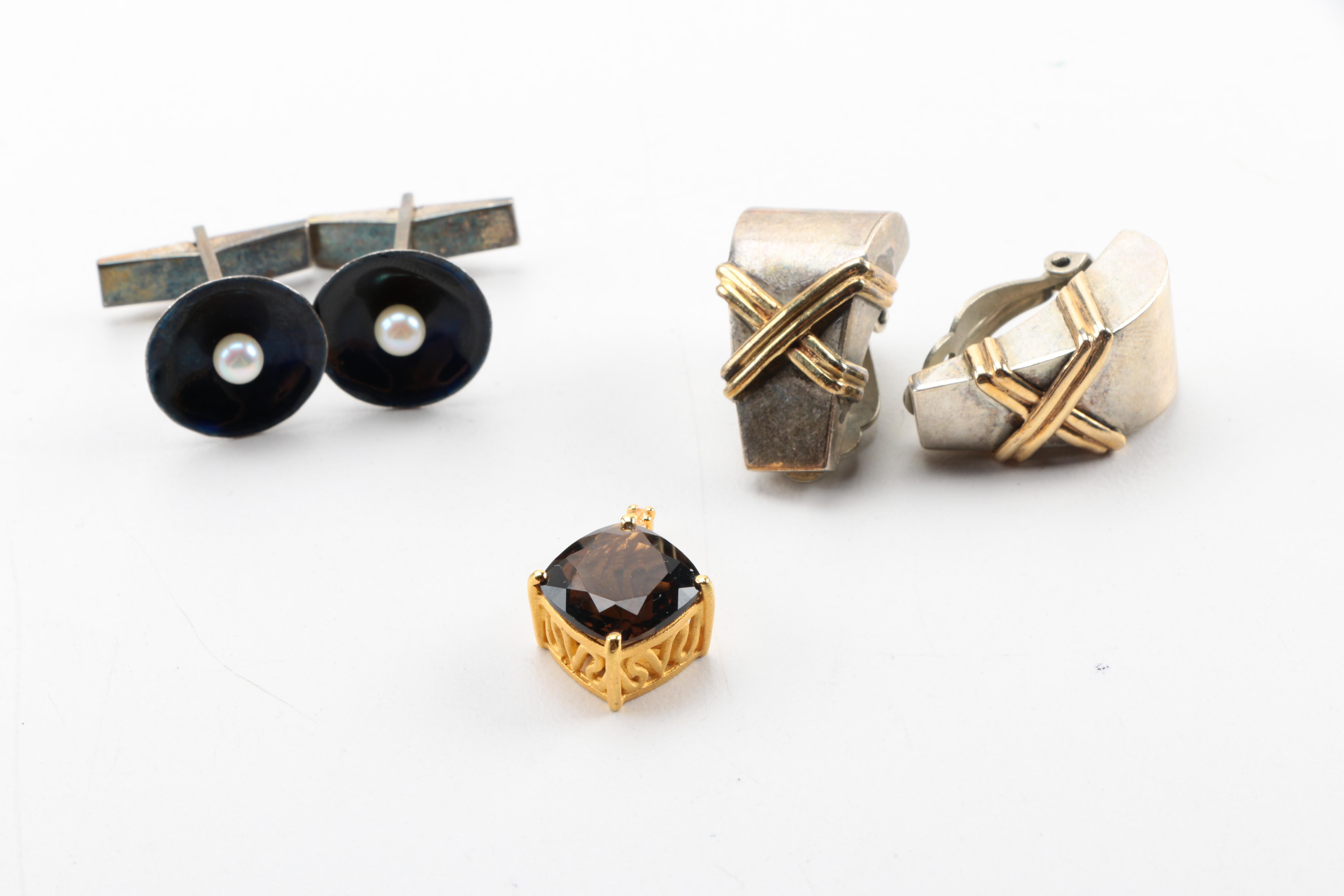 Sterling Silver Jewelry Including a Coral Necklace