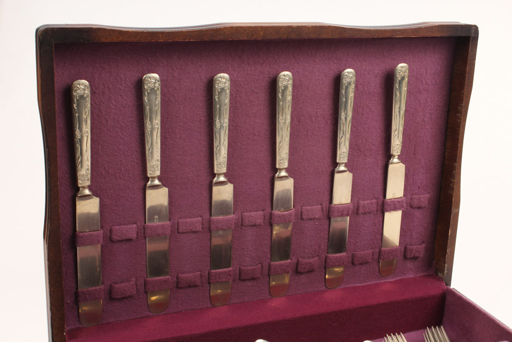 WM A Rogers Nickel Silver Flatware Set