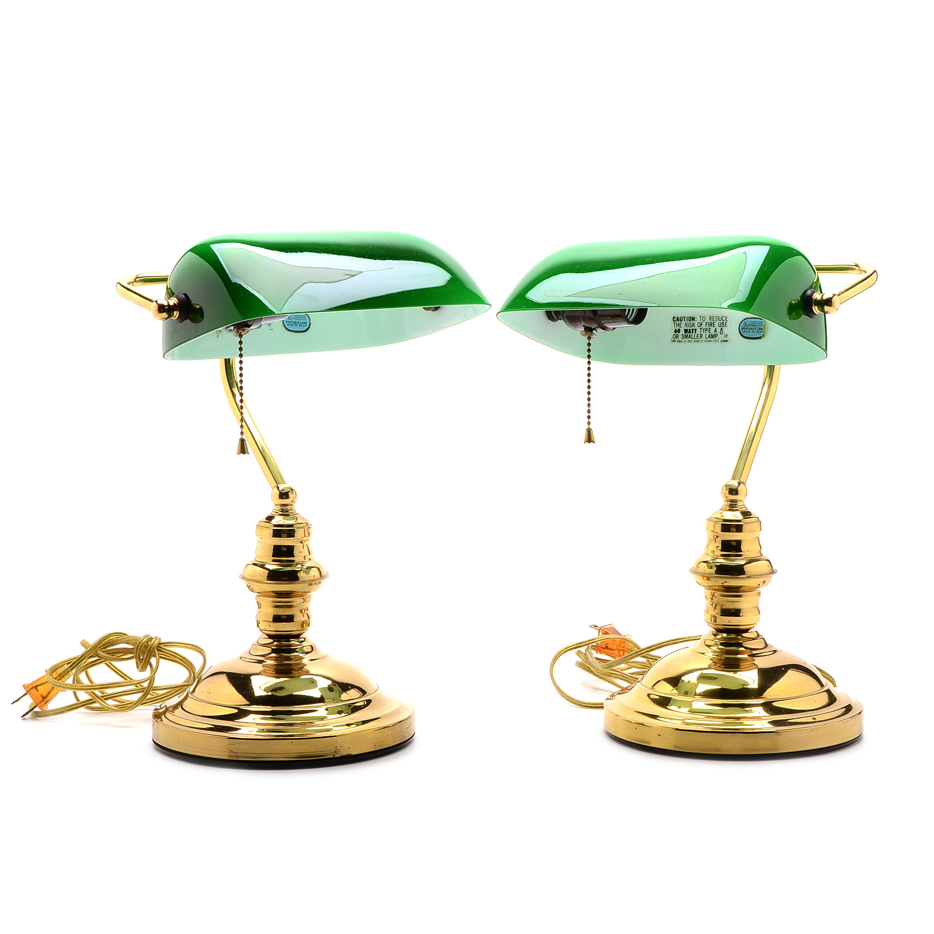 Pair of Banker's Lamps