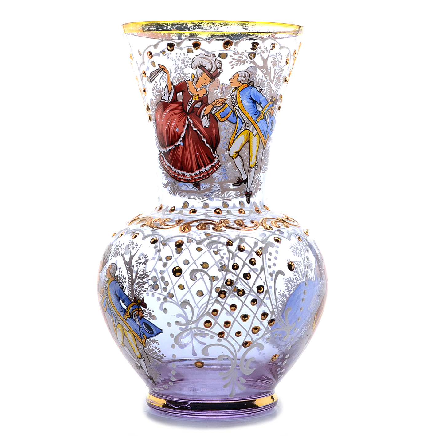 Vintage Hand Painted Clear Glass Vase