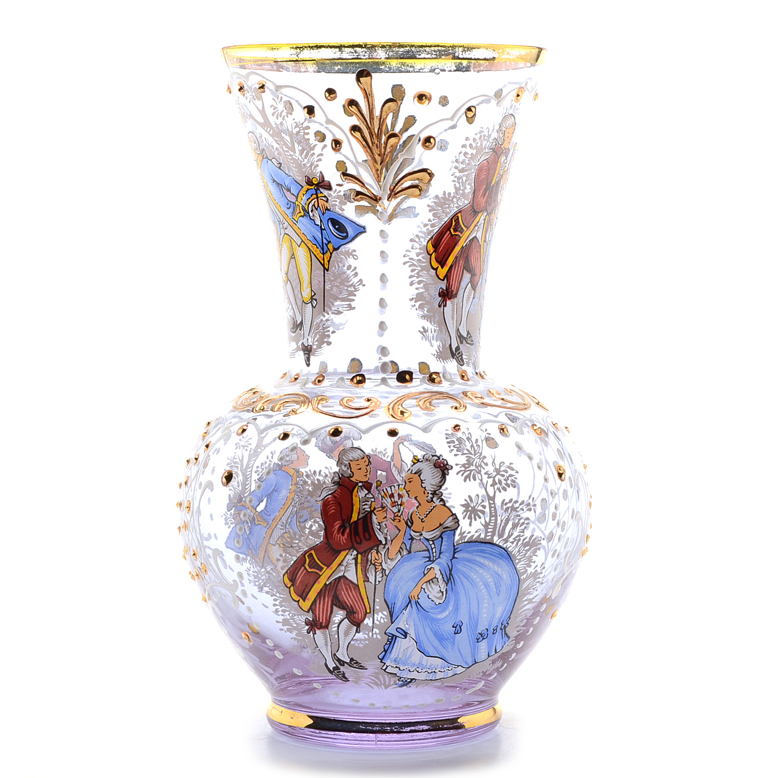 Vintage Hand Painted Clear Glass Vase